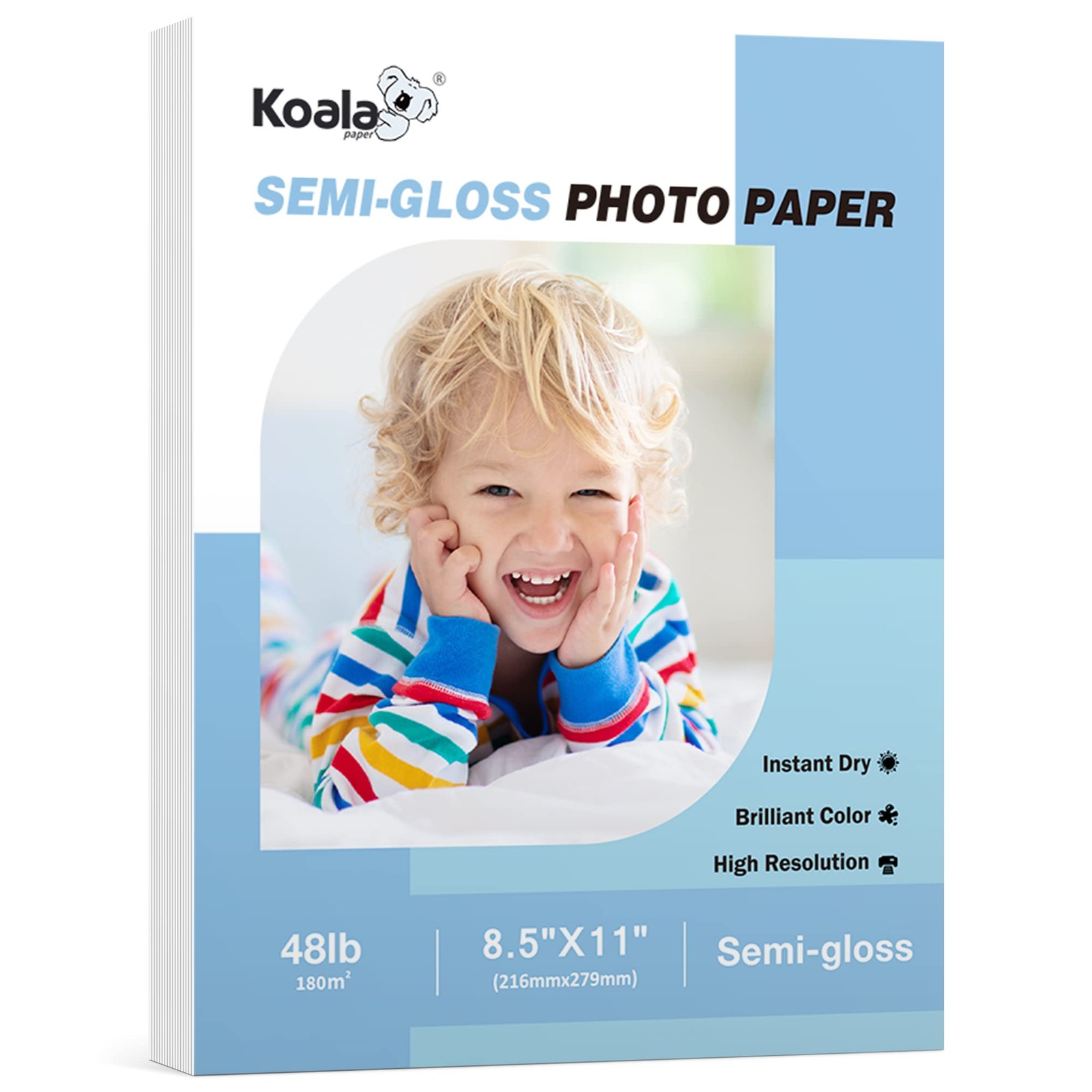 Koala Semi Gloss Photo Paper 8.5×11 Inch 48lb 180gsm Inkjet 100 Sheets