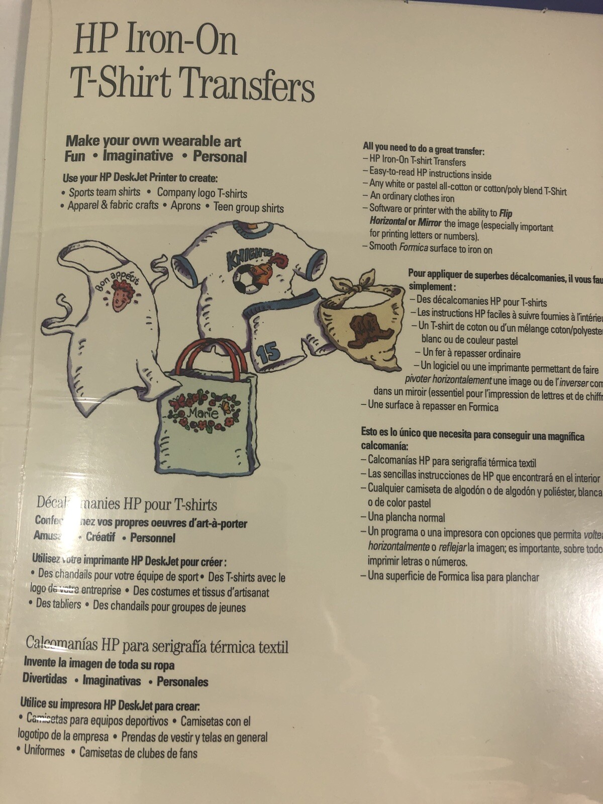 New Hewlett Packard Iron-On T-Shirt Transfers Craft Fun DIY Shirts