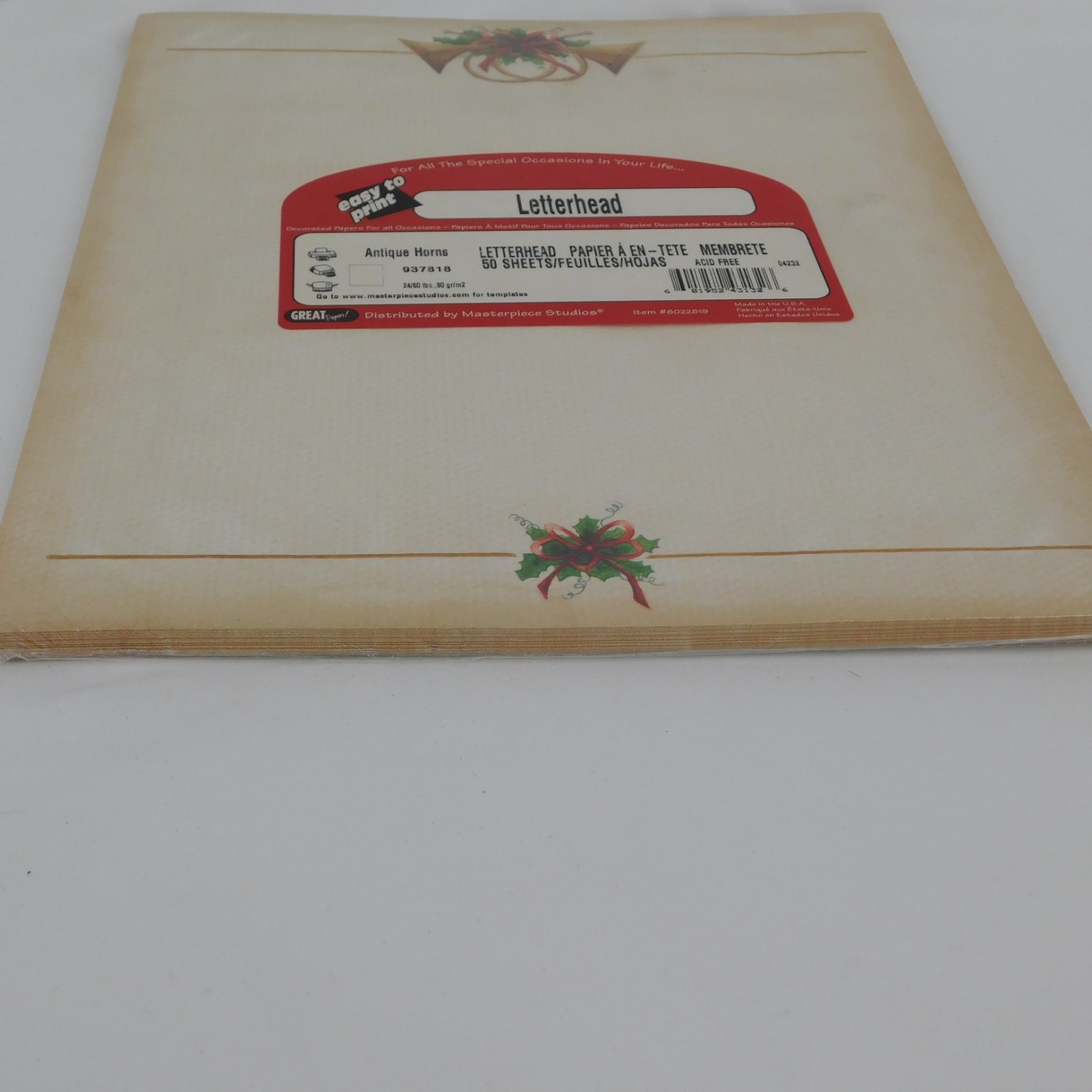 Antique Horns 50 sheets Easy to Print Computer Paper Letterhead Christmas New