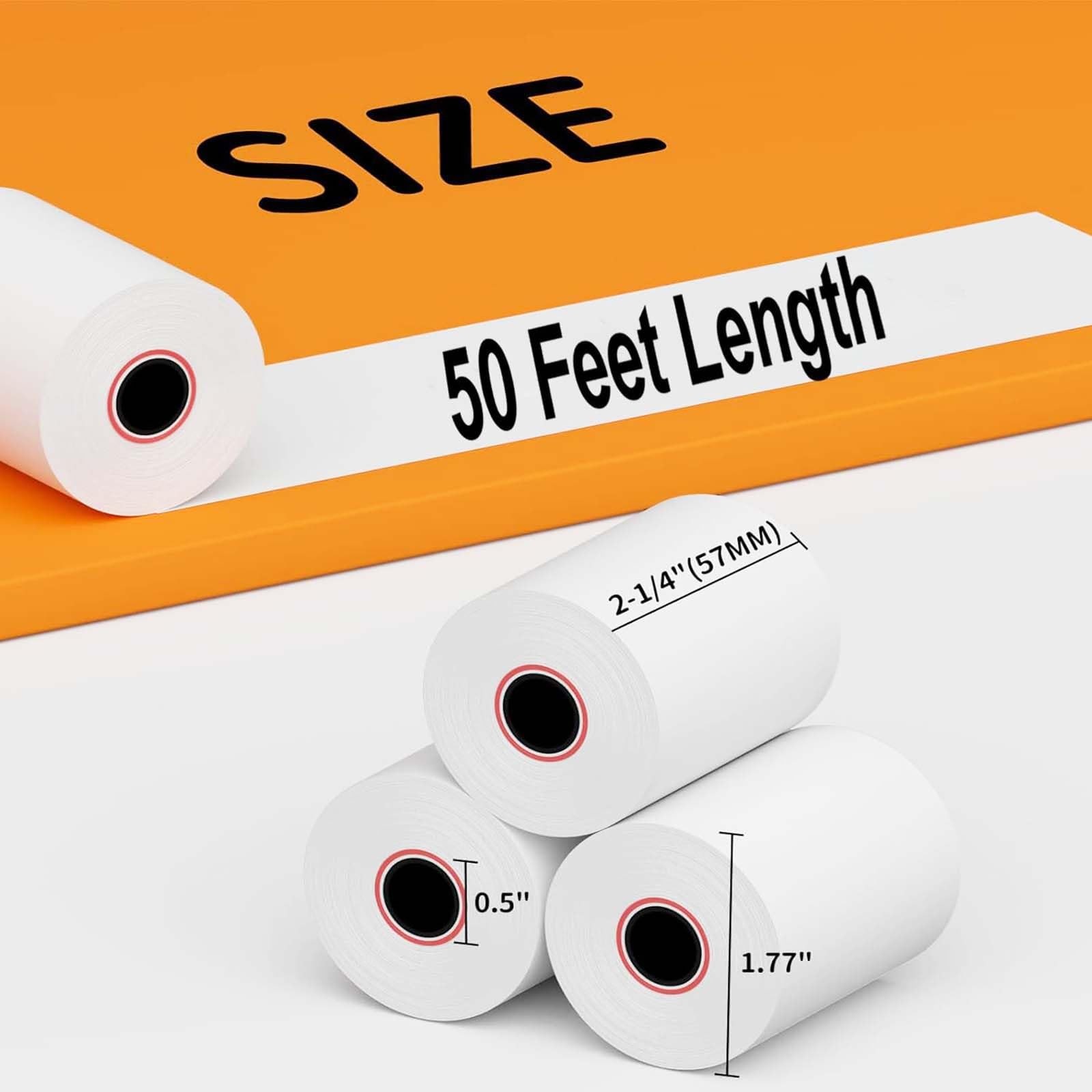 (50 Rolls) 2 1/4 x 50 Thermal Paper Receipt Rolls Premium 2 1/4″ x 50′, White
