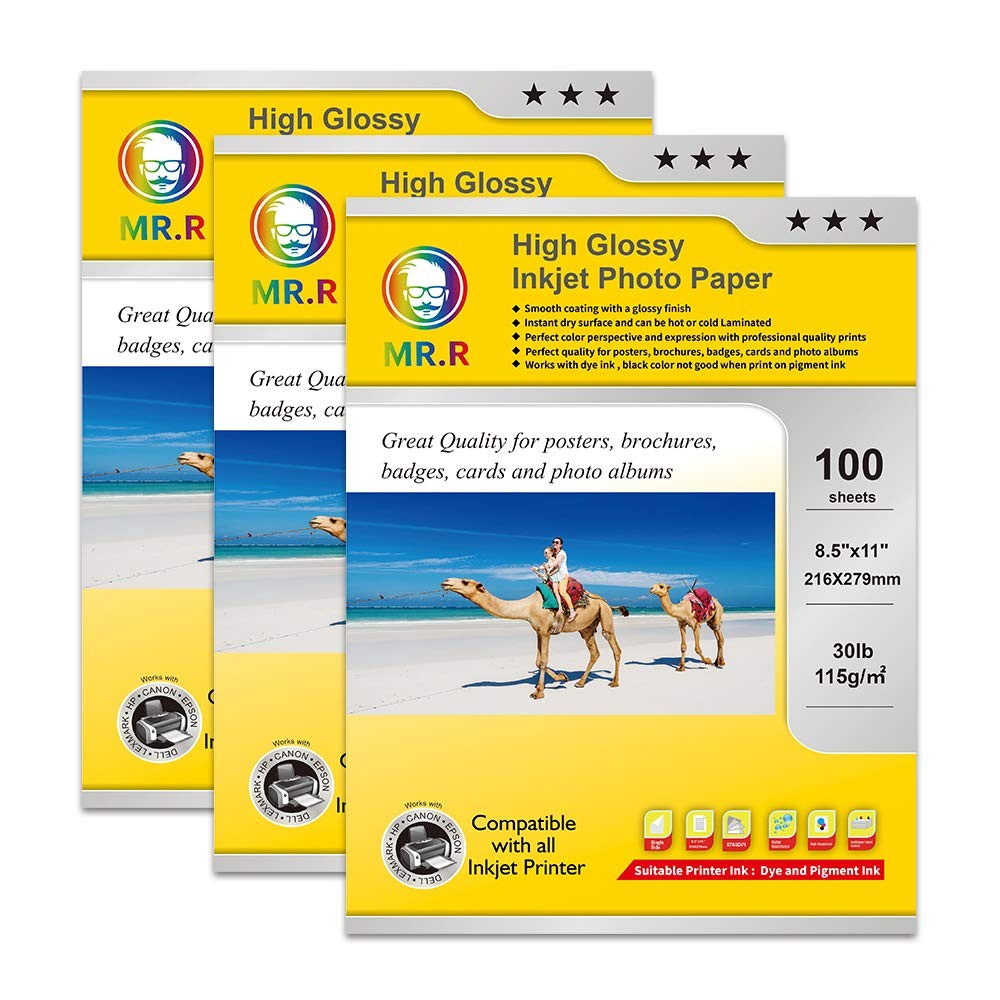 100 Sheets 8.5×11 Inch Single Side High Glossy Inkjet Photo Paper 115gsm