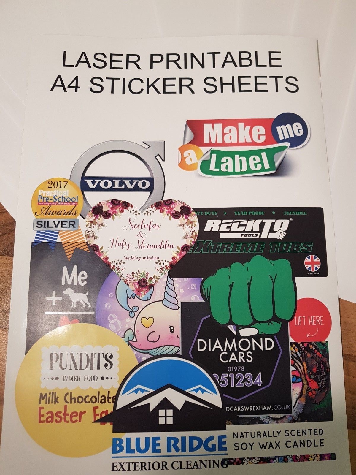 20 GLOSS Laser Printable A4 Self Adhesive Sticker Sheets