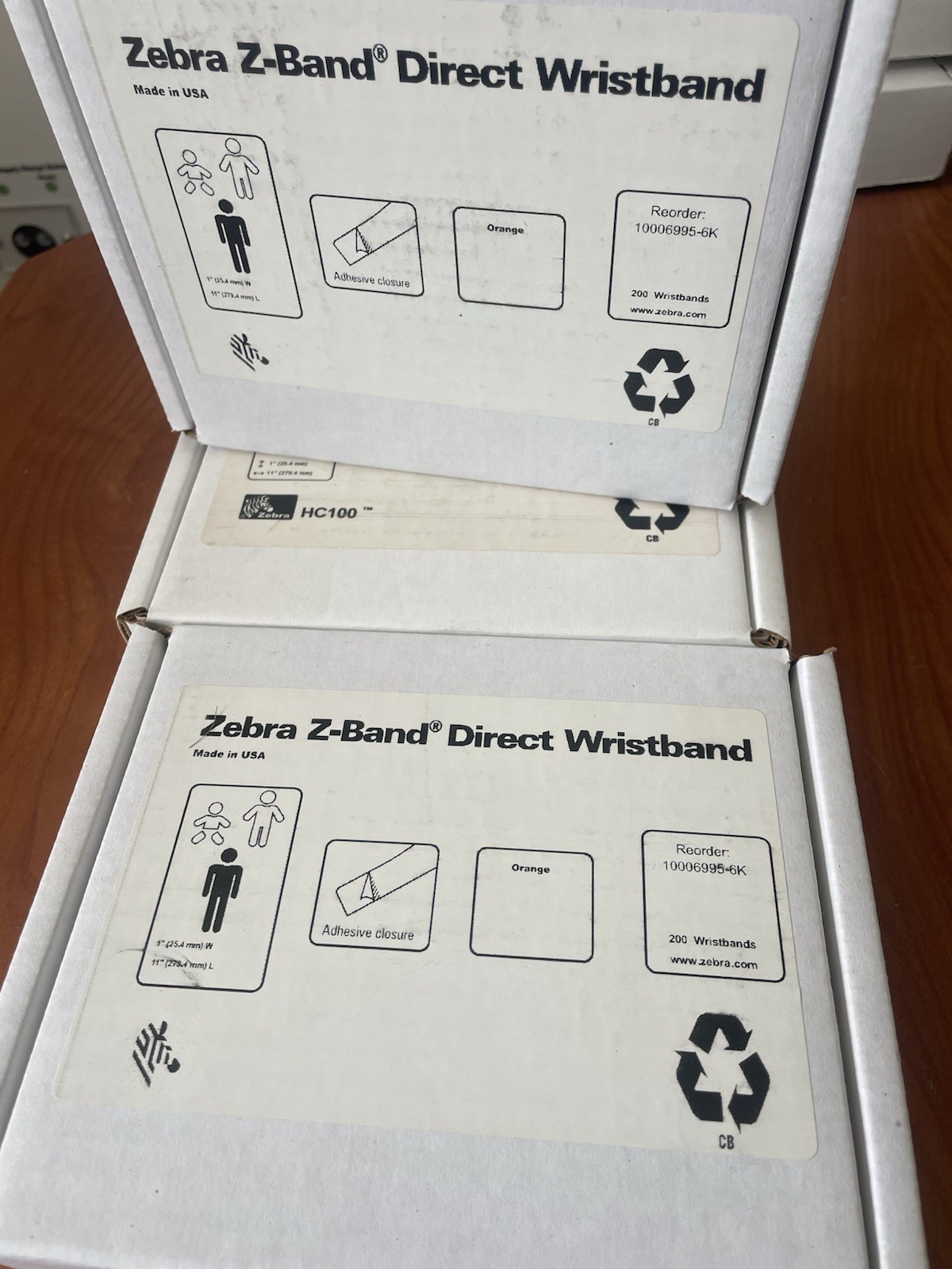 Zebra 10006995-6K Z-Band Direct Wristband, Lot Of 3