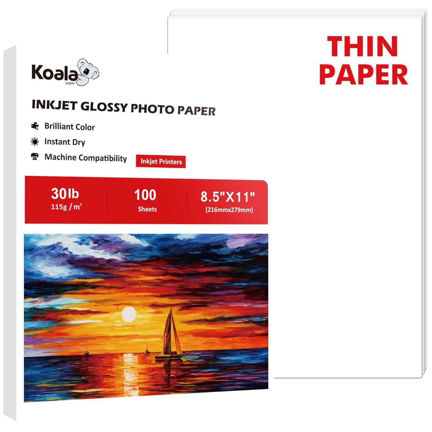 Inkjet Printer Paper 8.5×11 Glossy 100 Sheets