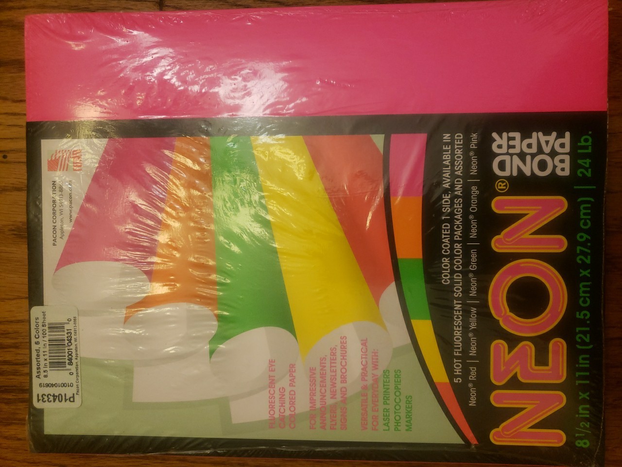 Pacon Corp Neon Paper 8-1/2″ x 11″ Pink, Orange, Yellow 100 Sheets/Pack