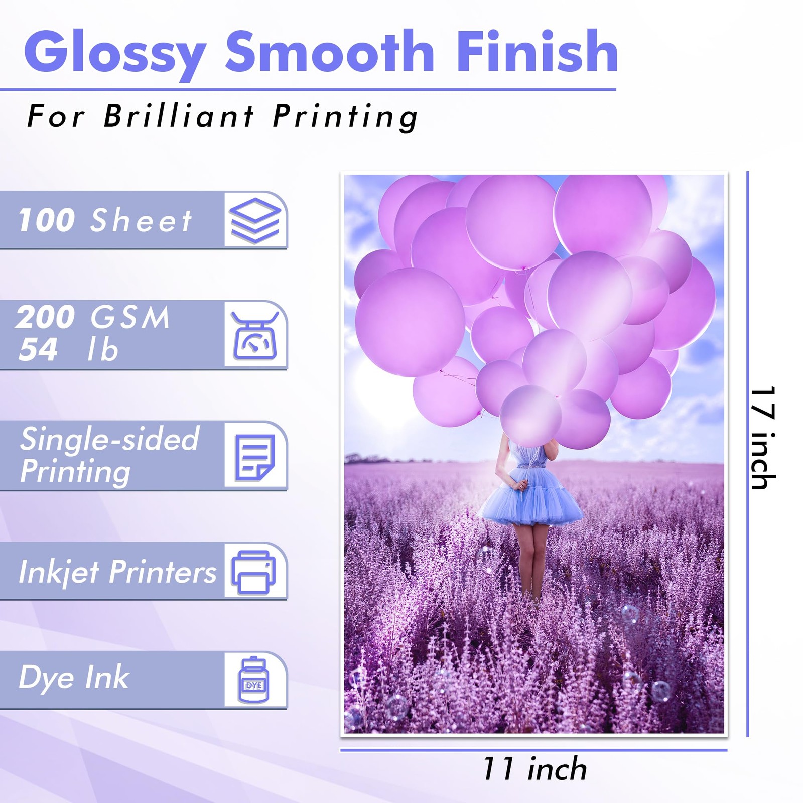Koala Glossy Inkjet Photo Paper Thick 11×17 Inch 100 PCS 54LB 200gsm Dye