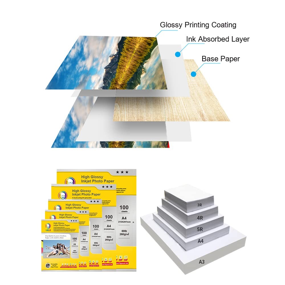 260gsm 100 Sheets A4 Size Single Sided Glossy Inkjet Photo Paper Intense…