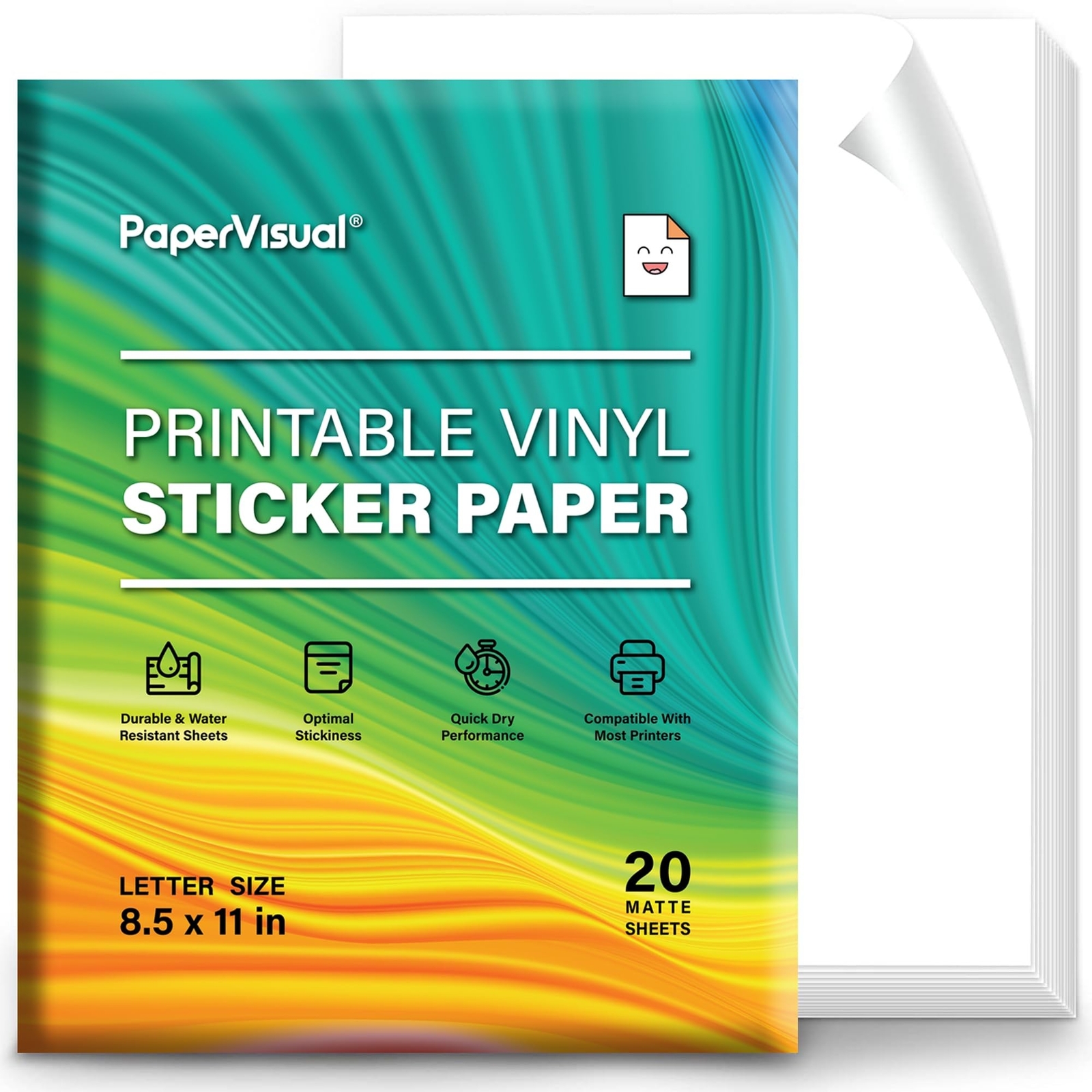 Printable Permanent Vinyl Paper – 20 Sticker Sheets For Printer – Matte White…