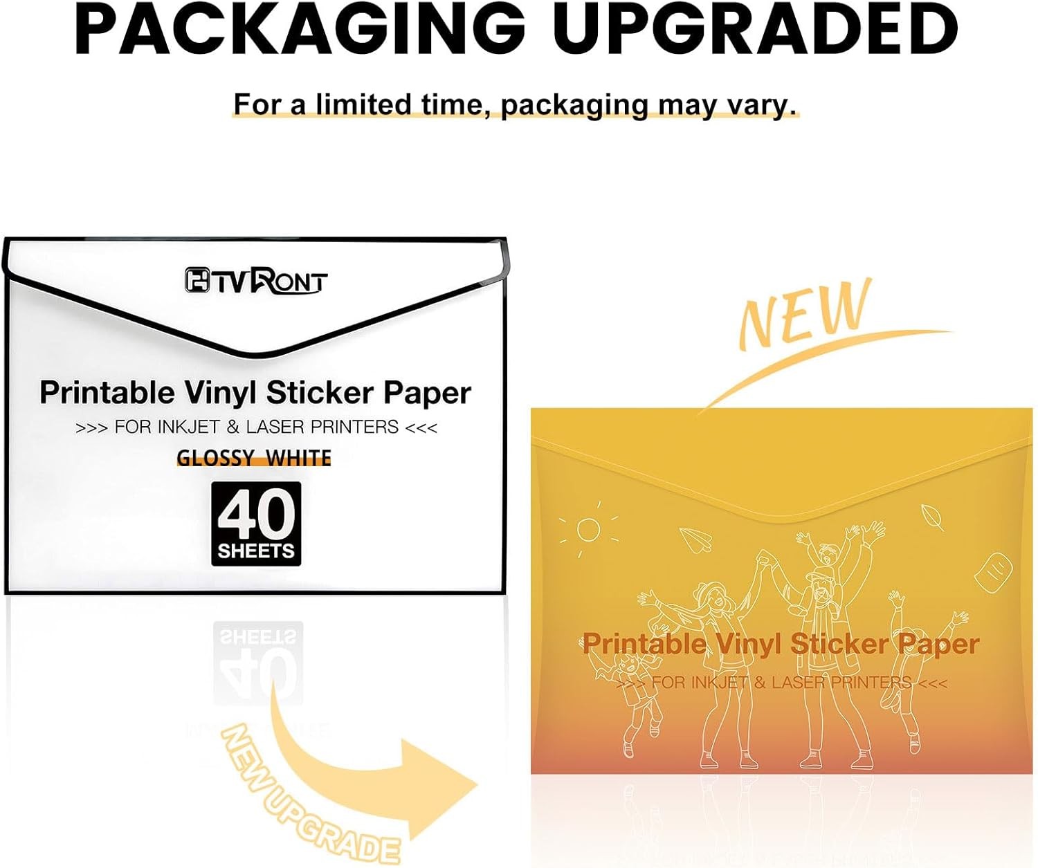 HTVRONT Printable Vinyl for Inkjet Printer & Laser Printer Glossy White 8.5″x11″