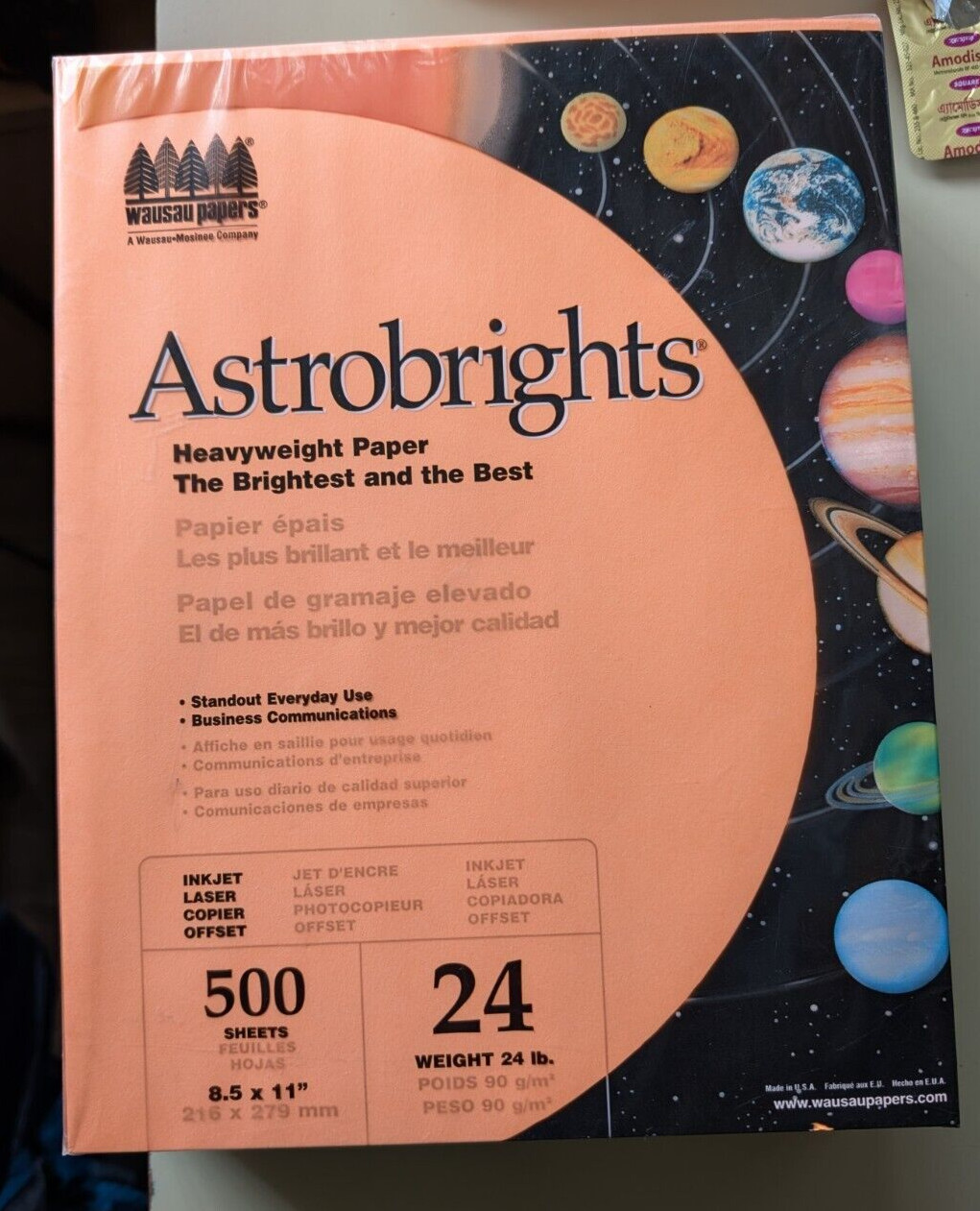 Wausau Papers Astrobright Paper Cosmic Orange 500 Sheets, 24 Pounds759598216583