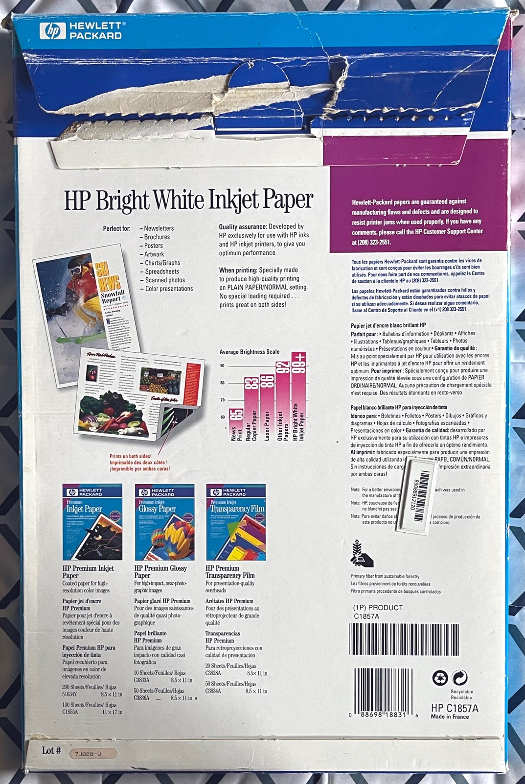 HEWLETT PACKARD Open Box 172 Sheets 11×17 HP Bright White Inkjet Paper C1857A