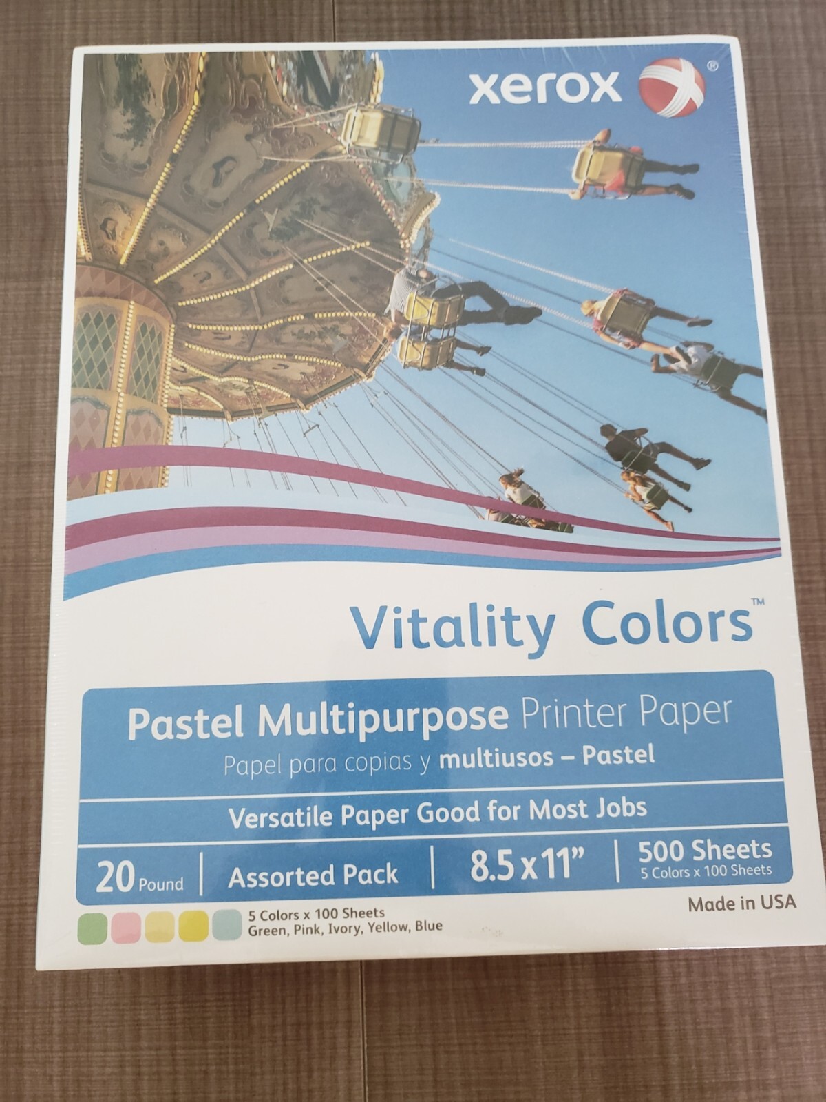 Xerox Vitality Colors Multipurpose Printer Paper Letter Paper Size 20 Lb. 1 Ream