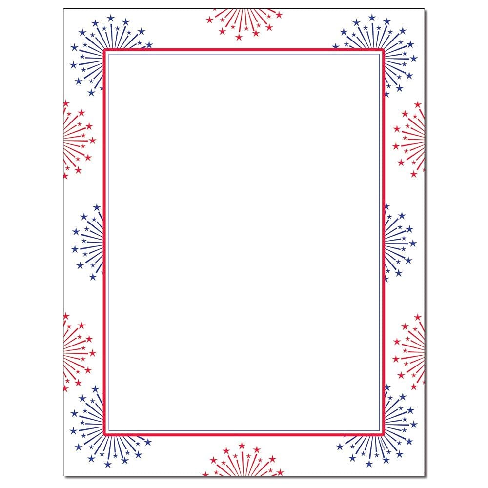 Red White & Blue Stars Letterhead Laser & Inkjet Printer Paper 100 Sheets
