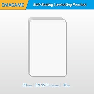 Self-Sealing Laminating Pouches, 3.4″ x 5.4”, 18mil, 20 Pack, Easy-to-Use, No