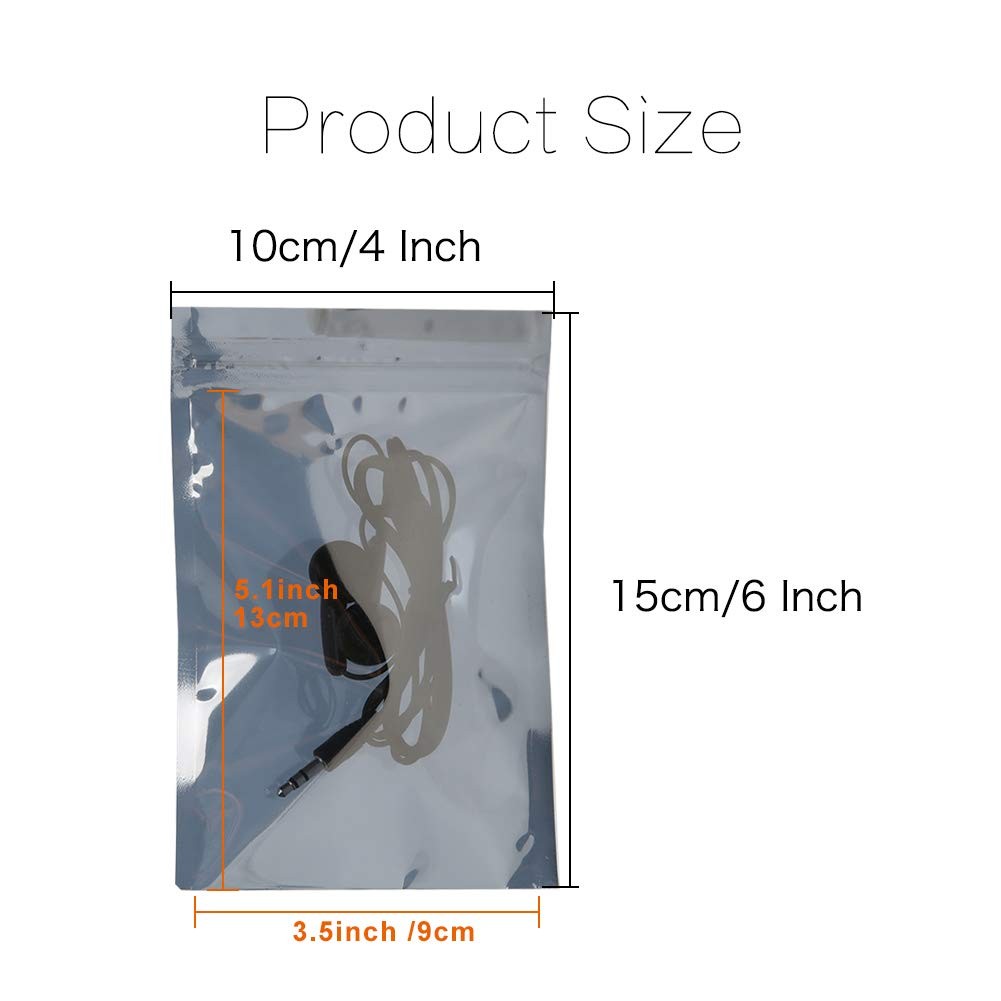 HRX Package 100pcs Premium Antistatic Bag, 4 x 6 inches 4” X 6”, silver gray