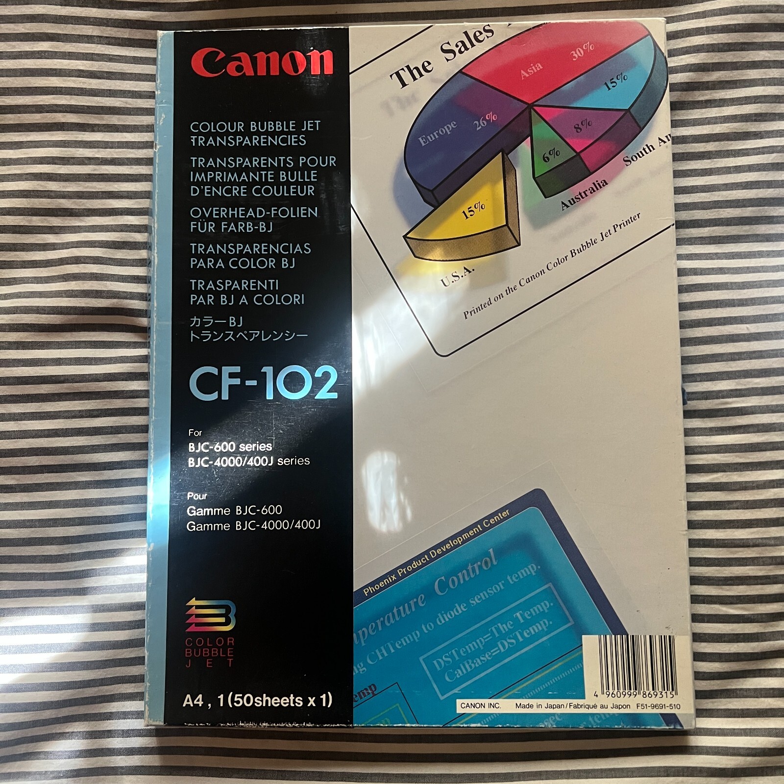 Unopened 50 Canon CF-102 Color Bubble Jet Transparencies BJC-600 & 4000 Series