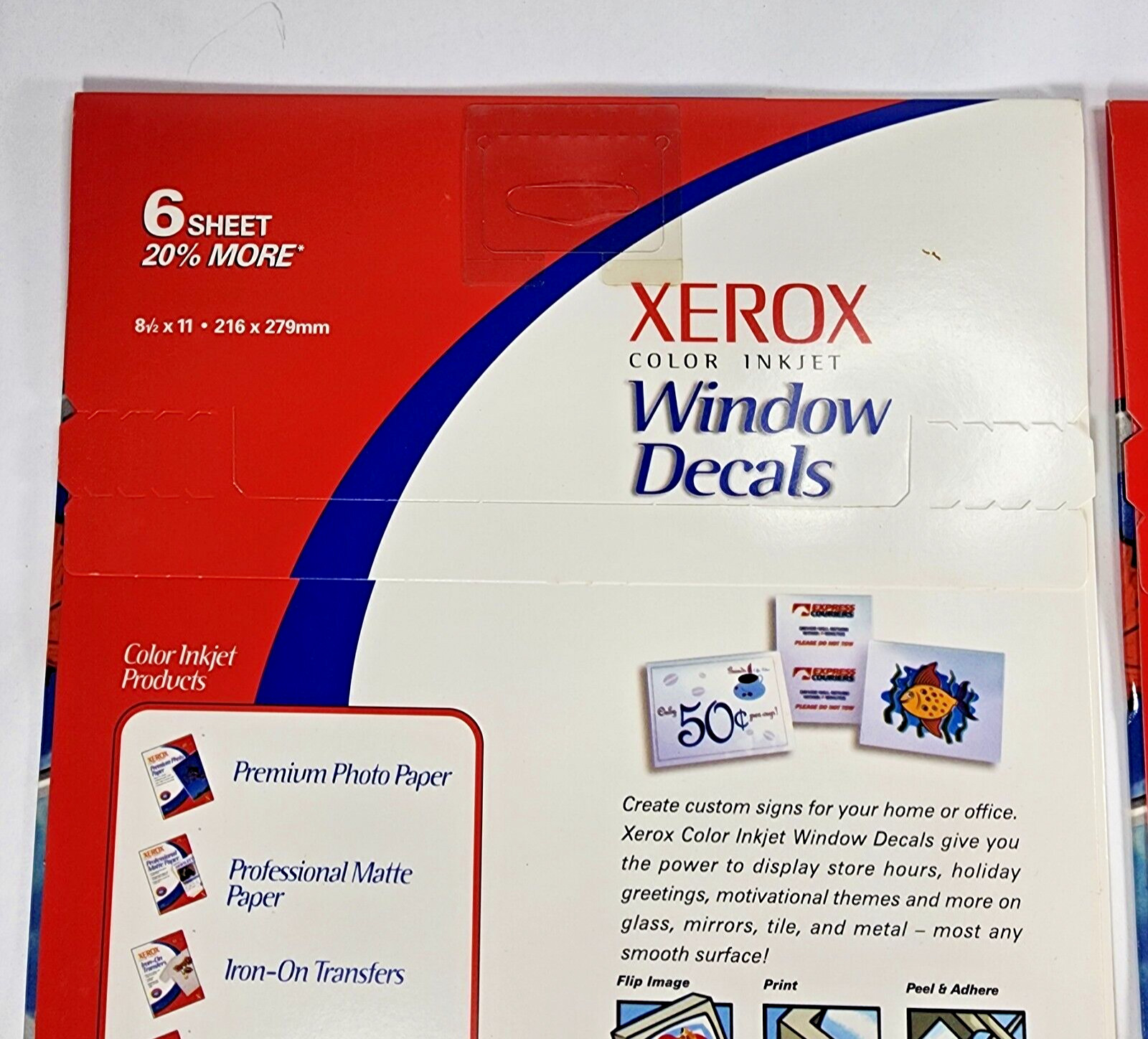 Xerox Color Inkjet Window Decals New Unopened Old Stock. 2pks of 6 Sheets