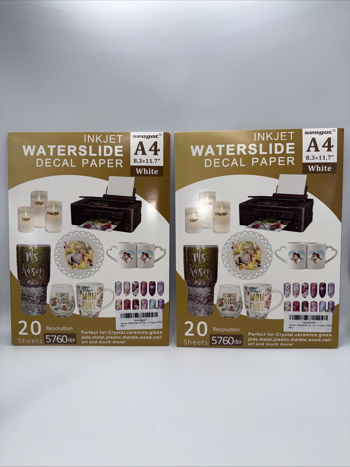 Lot of 2 Waterslide Decal Paper Inkjet WHITE 20 Sheets 8.5×11 Water Slide X-fer
