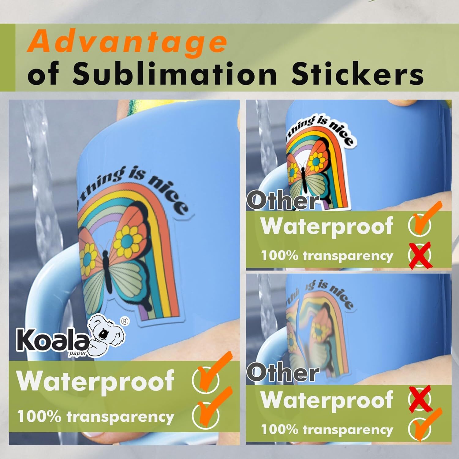 25-75 Sheets Koala Sublimation Vinyl Sticker Paper Clear Waterproof 8.5×11 Matte