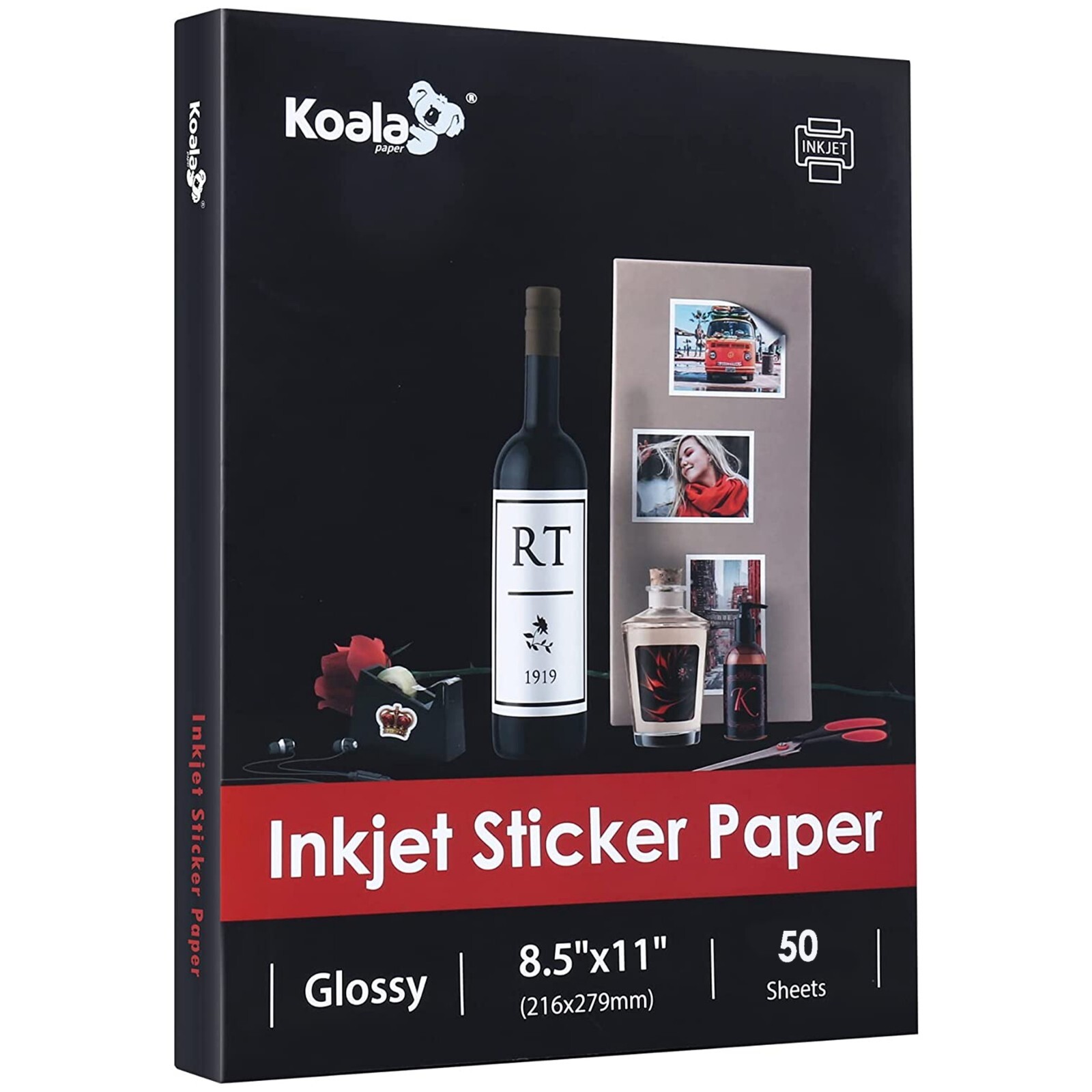 Koala Glossy Sticker Paper Inkjet Printer 8.5×11 Photo Sticker Paper 50 Sheets