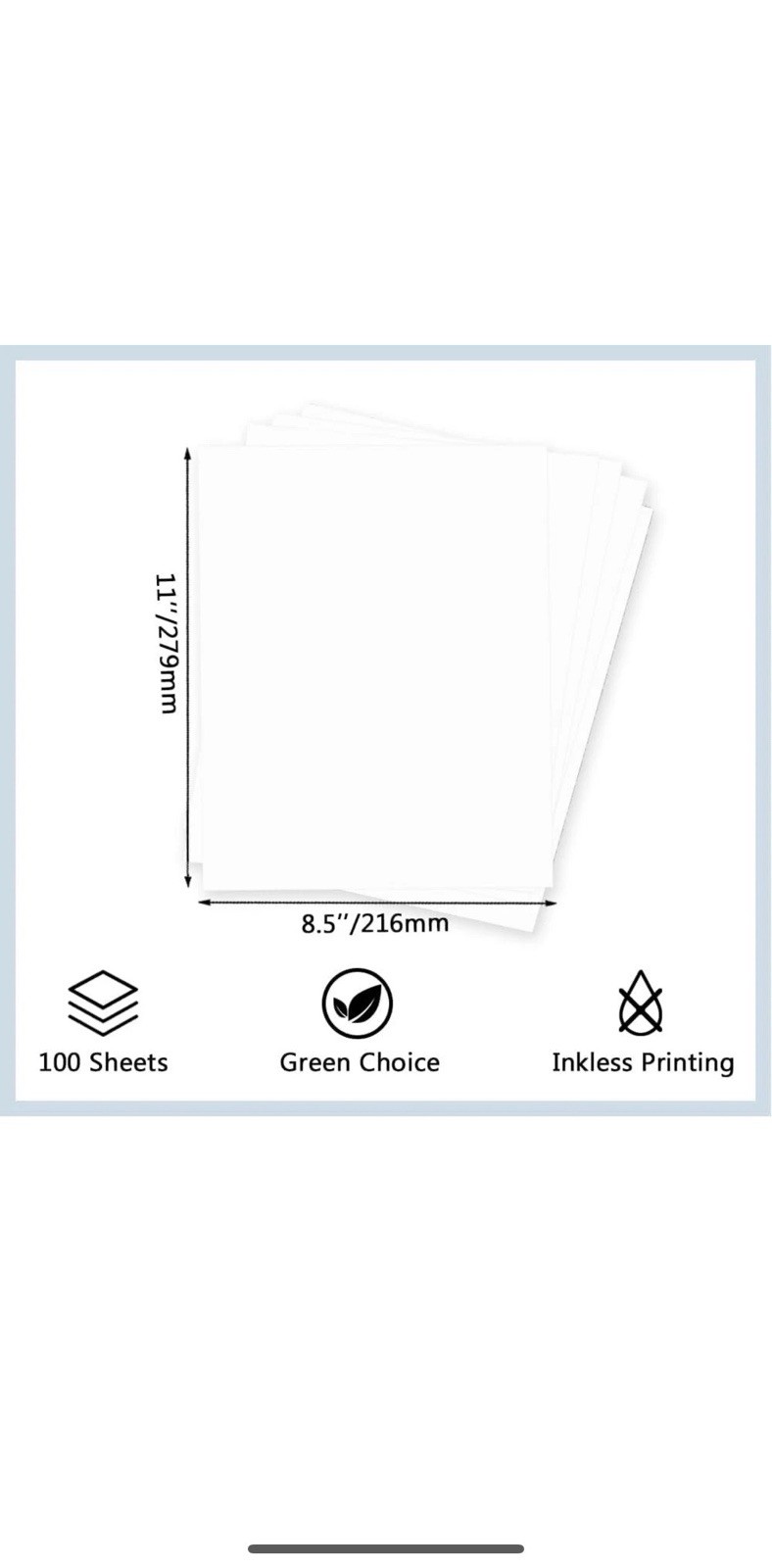 Best Choice Thermal Printer Paper 8.5×11 in 100 Sheets Quick-Drying Waterproof
