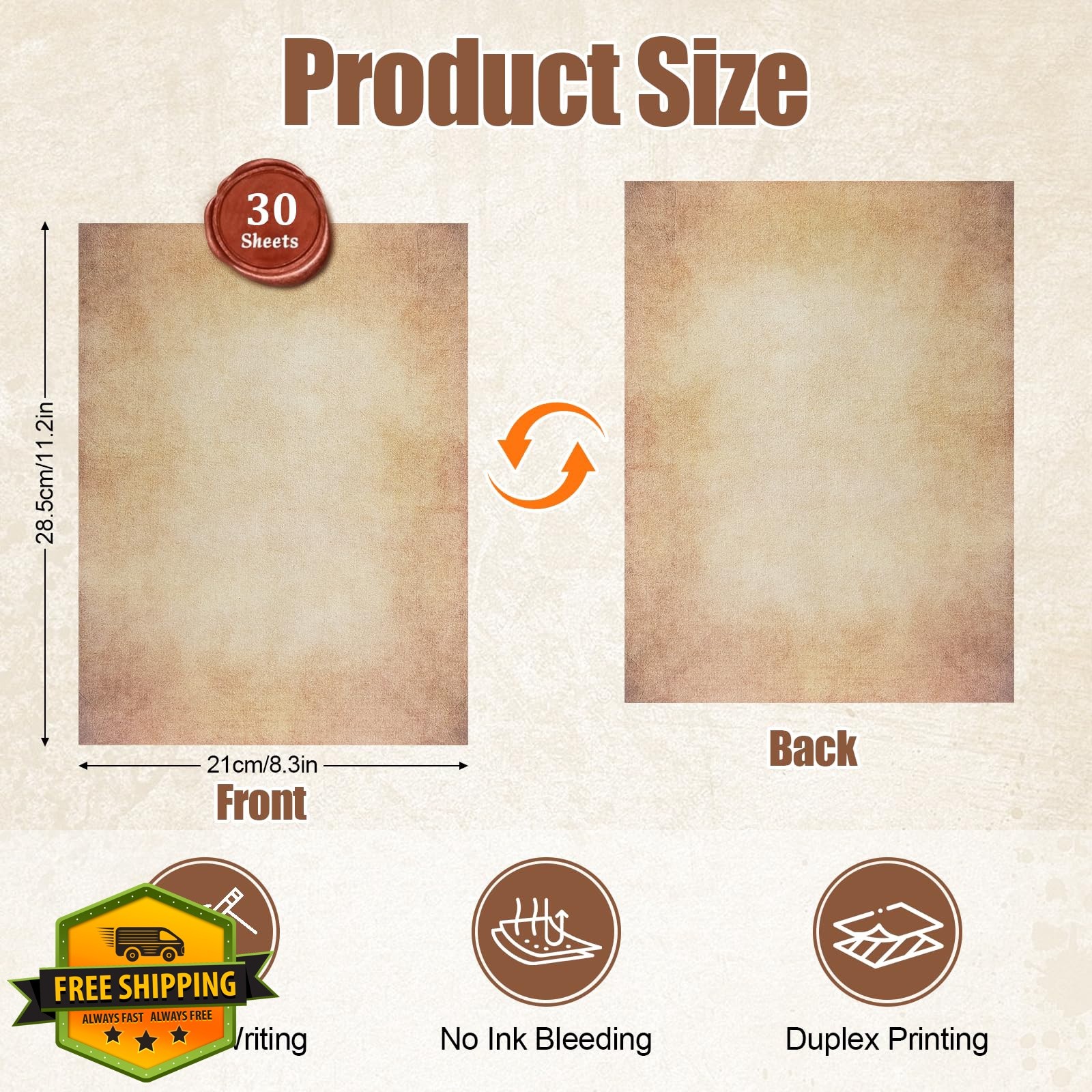 CraftyManor 30 Sheets Vintage Printer Paper