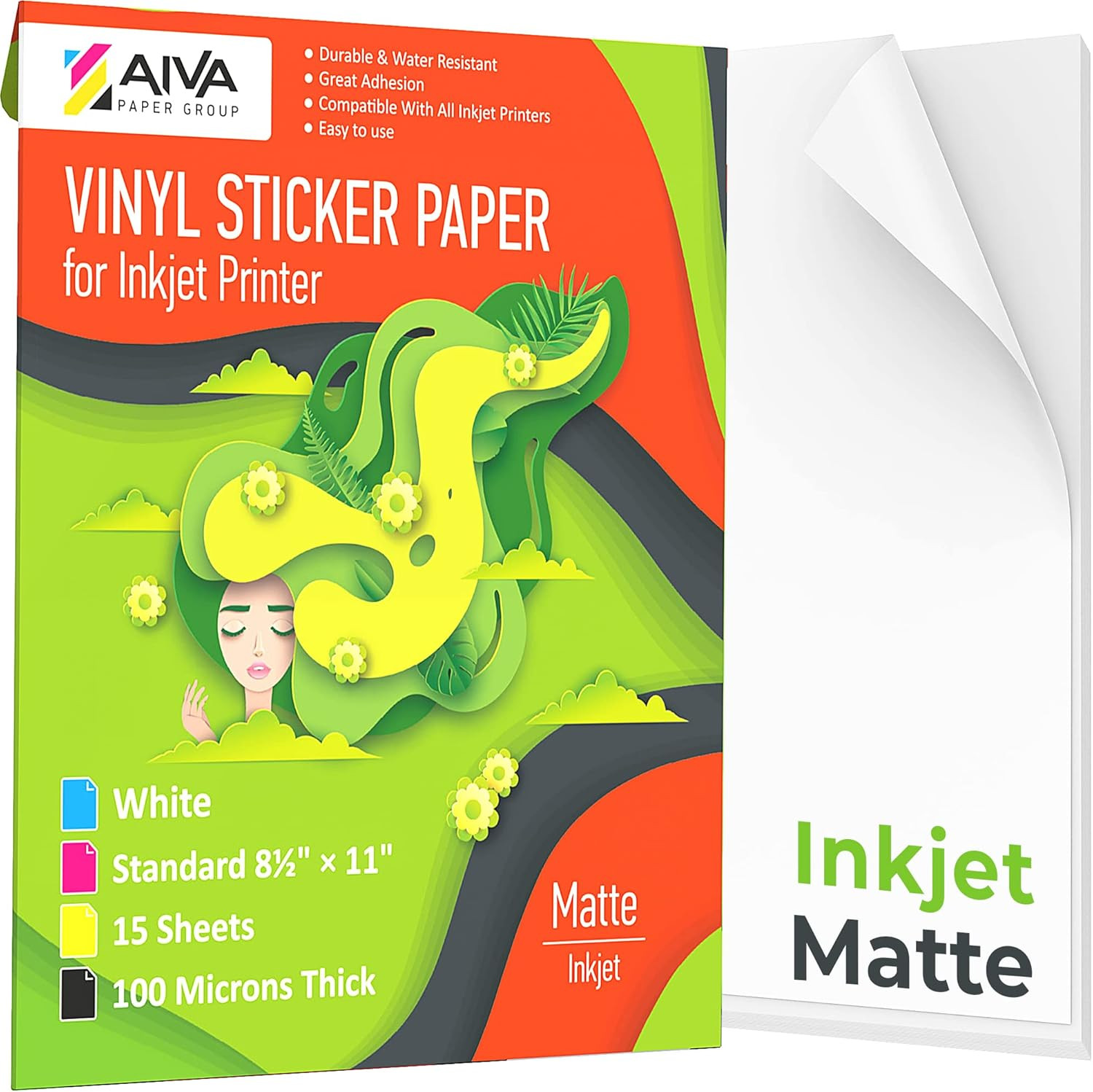 Papel adhesivo de vinilo imprimible para impresora de inyección de tinta – Blanc