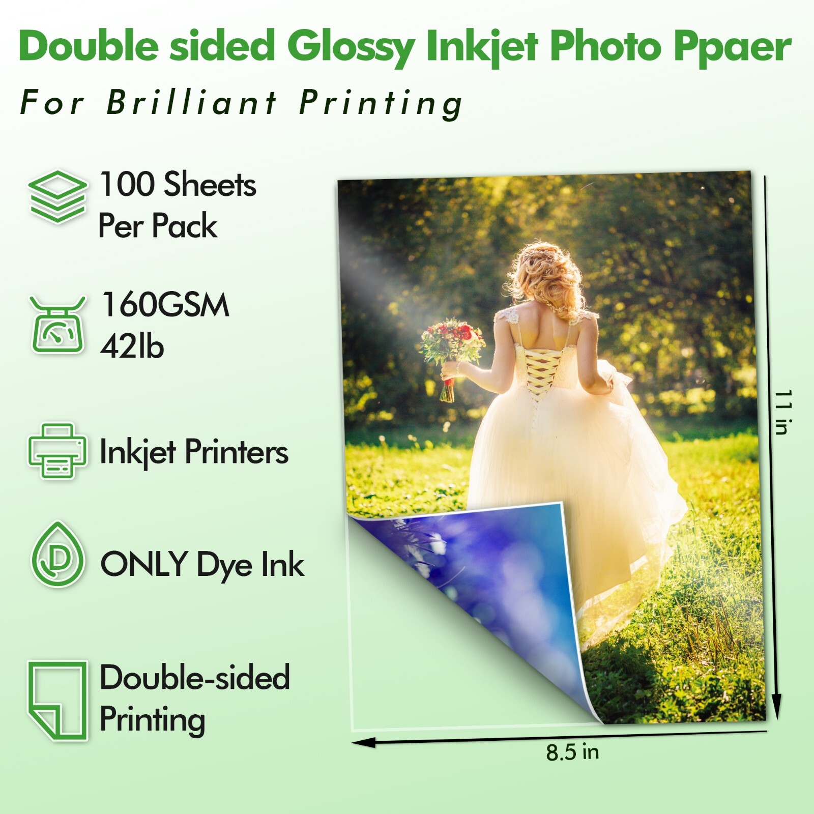 300 Koala Double Sided Photo Paper 8.5×11 Glossy 42 lb Inkjet Printer Brochure
