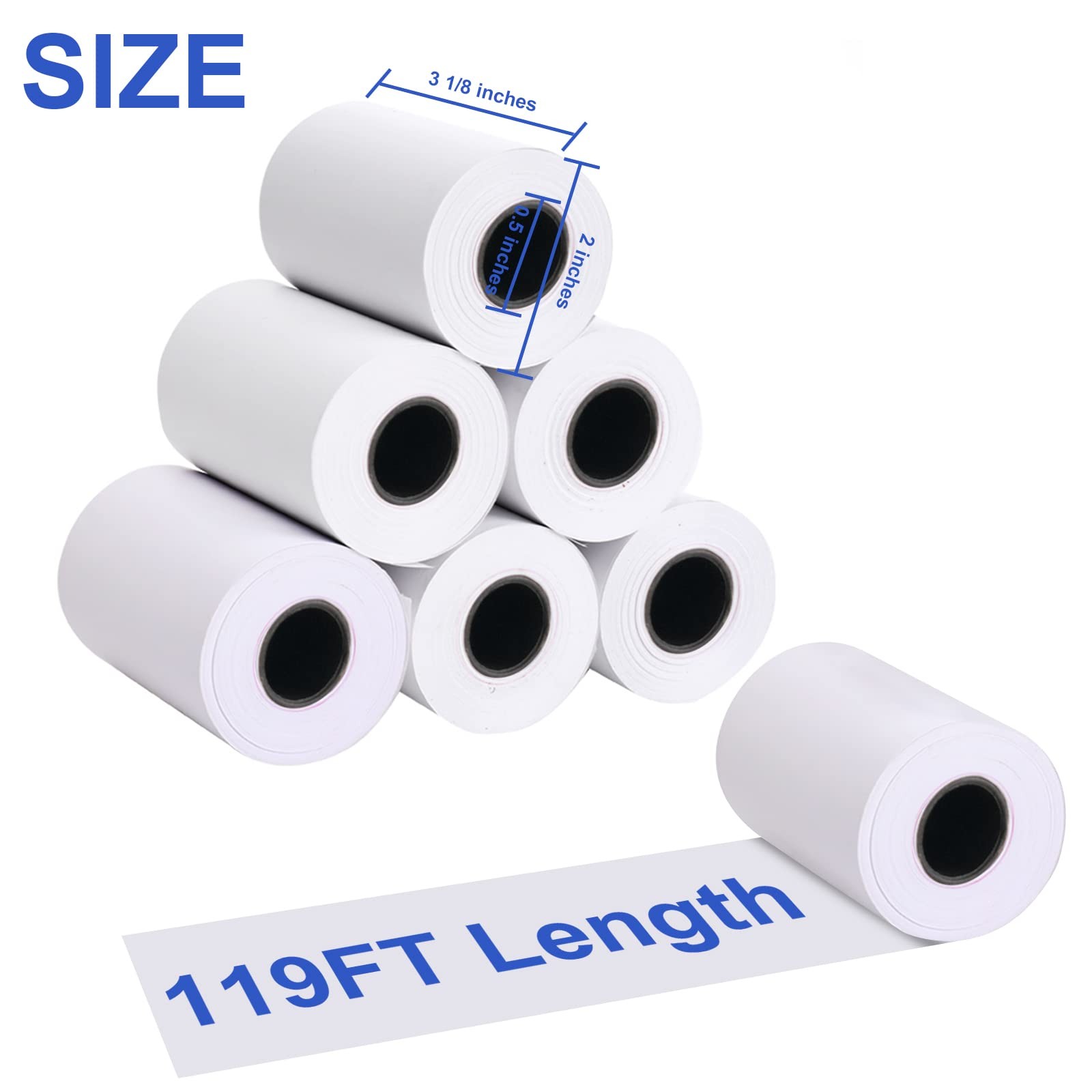 SJPACK Thermal Paper 3 1/8 x 119ft Pos Receipt 3-1/8″ x 119′, White,Red