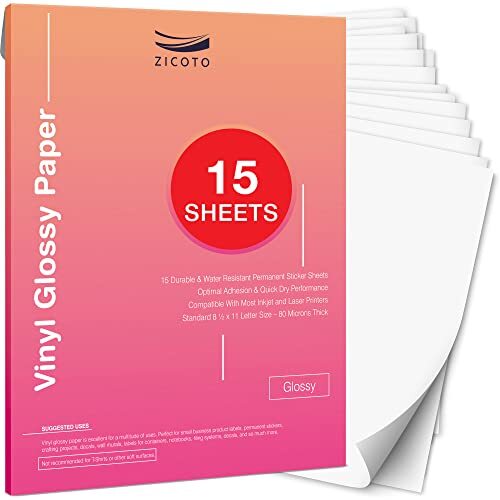 Papel Adhesivo De Vinilo Imprimible De Primera Calidad De 8,5 X 11 Pulgadas …