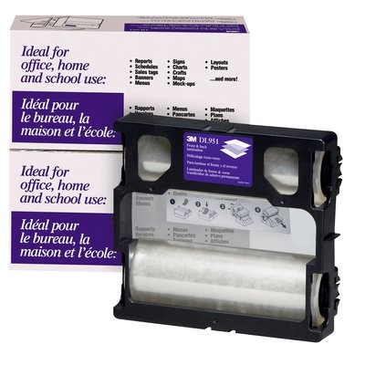 3M Scotch DL951 Glossy Refill Rolls for Heat-Free Laminating Machines,100 ft.