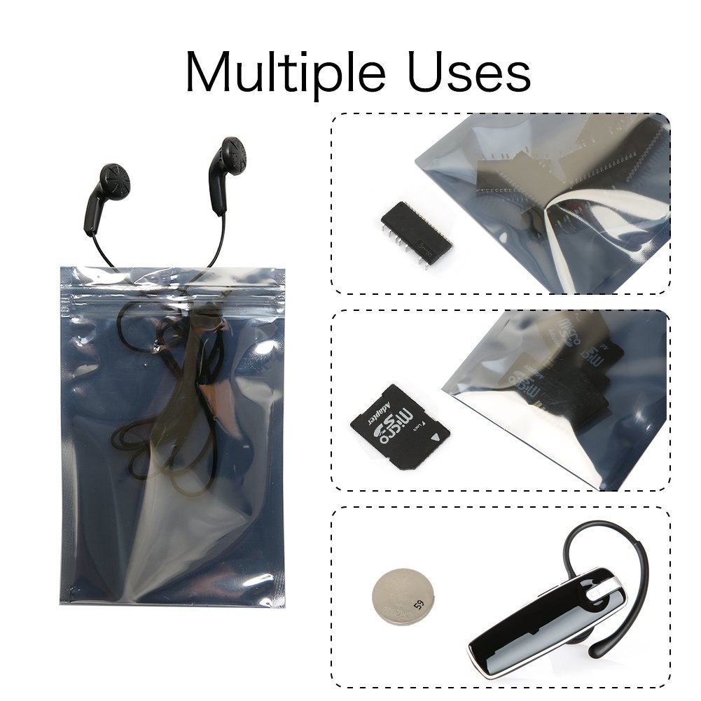 HRX Package 100pcs Premium Antistatic Bag, 4 x 6 inches 4” X 6”, silver gray