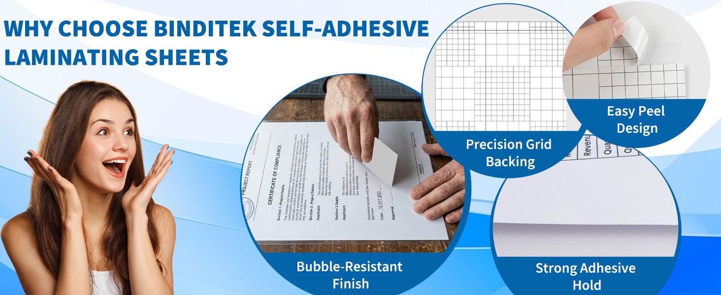 20 Pack Self-Adhesive Laminating Sheets, 9.25 x 12 Inches for Letter Size,