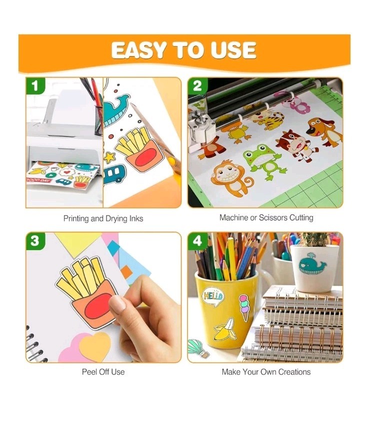 Glossy Vinyl Sticker Paper 20pc 8.5 x 11 for Inkjet & Laser, Compatible W Cricut