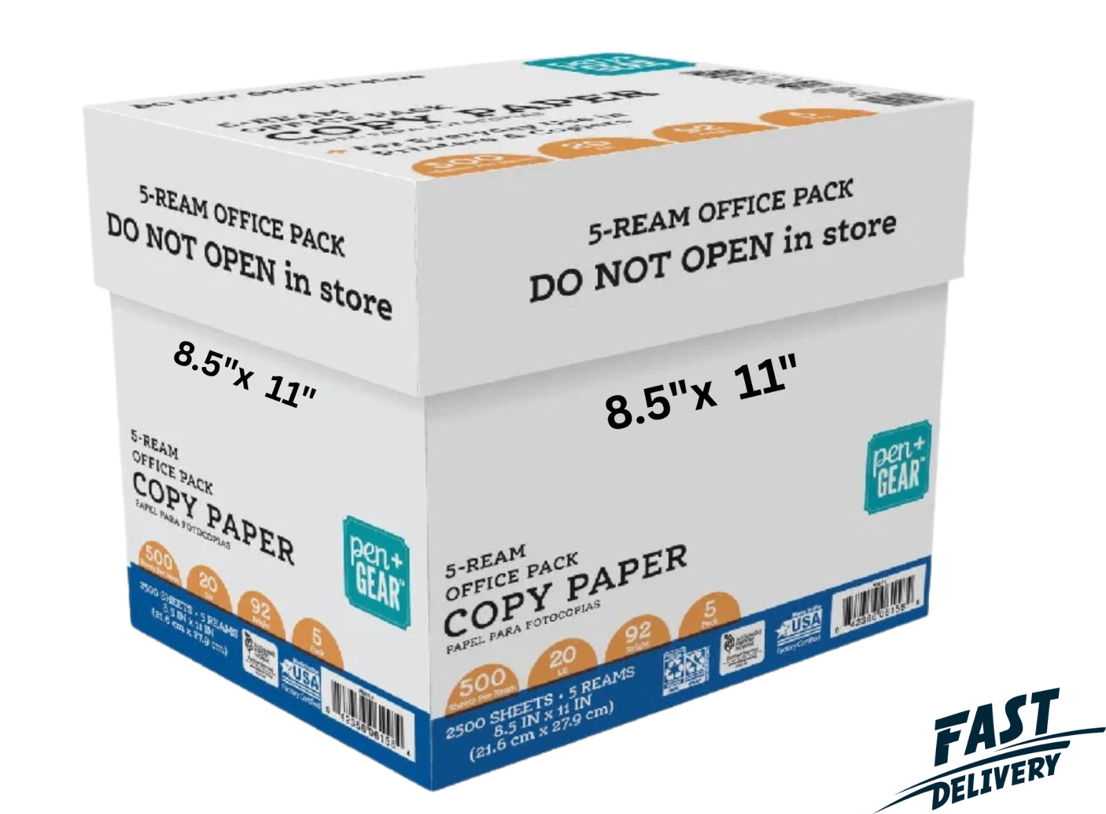 Pen+Gear Copy Paper, 8.5″ x 11″, 92 Bright, 20 lb., 5 Reams (2,500 Sheets)