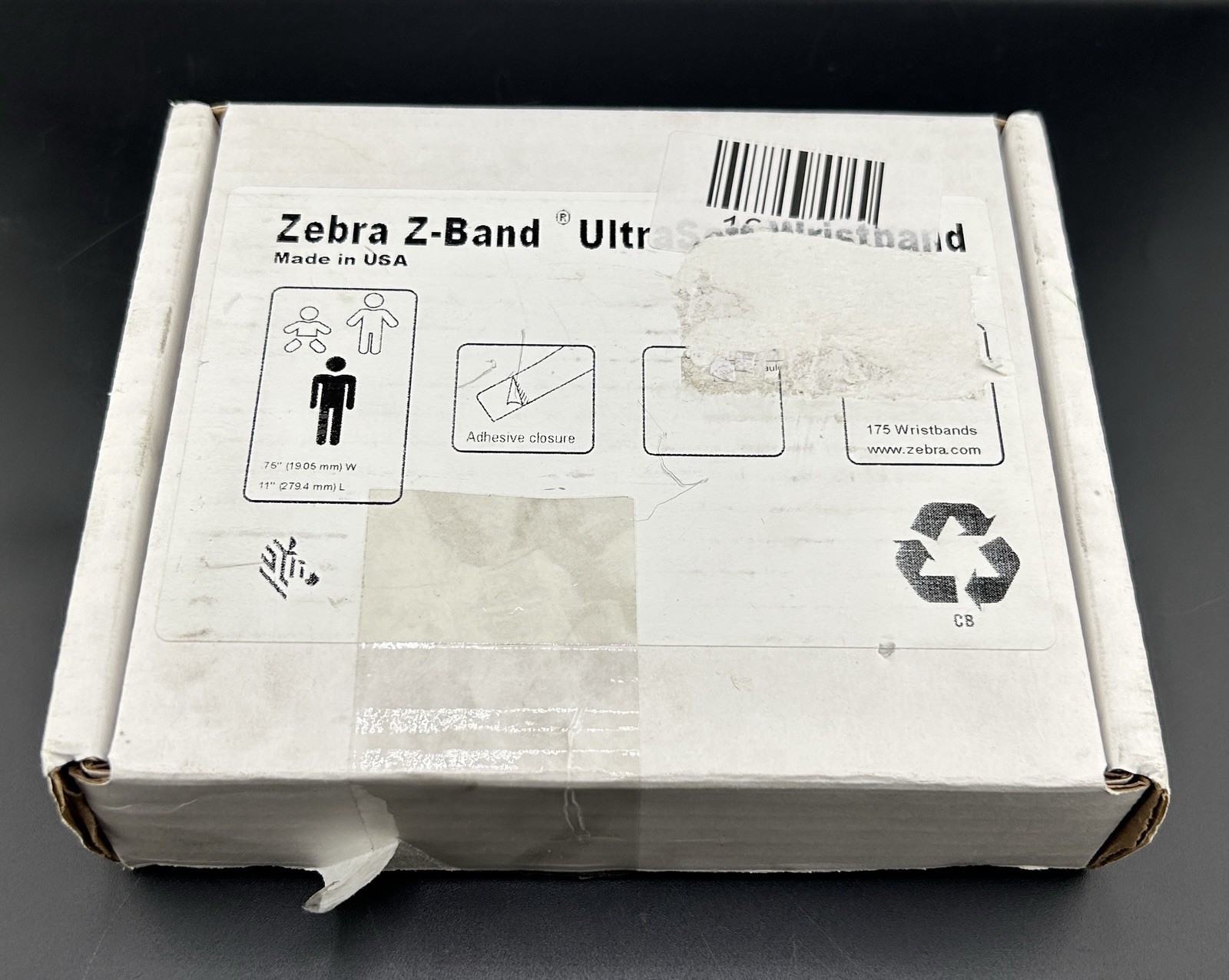 Zebra 10015355K 1″×11″ Adult Z-Band UltraSoft Wristband Cartridge 175 White Band