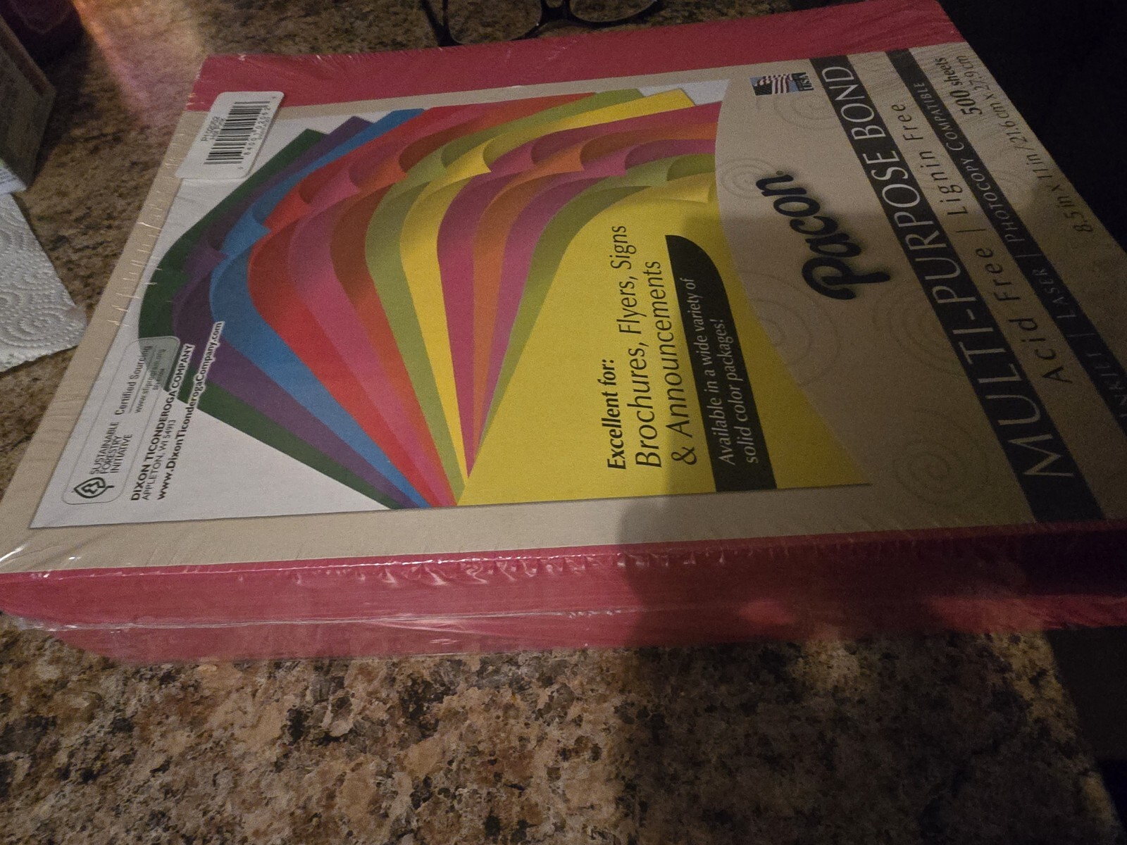 Pacon Kaleidoscope Multipurpose Paper, 24 lbs., 8.5″ x 11″, Hot Pink, 500/Ream