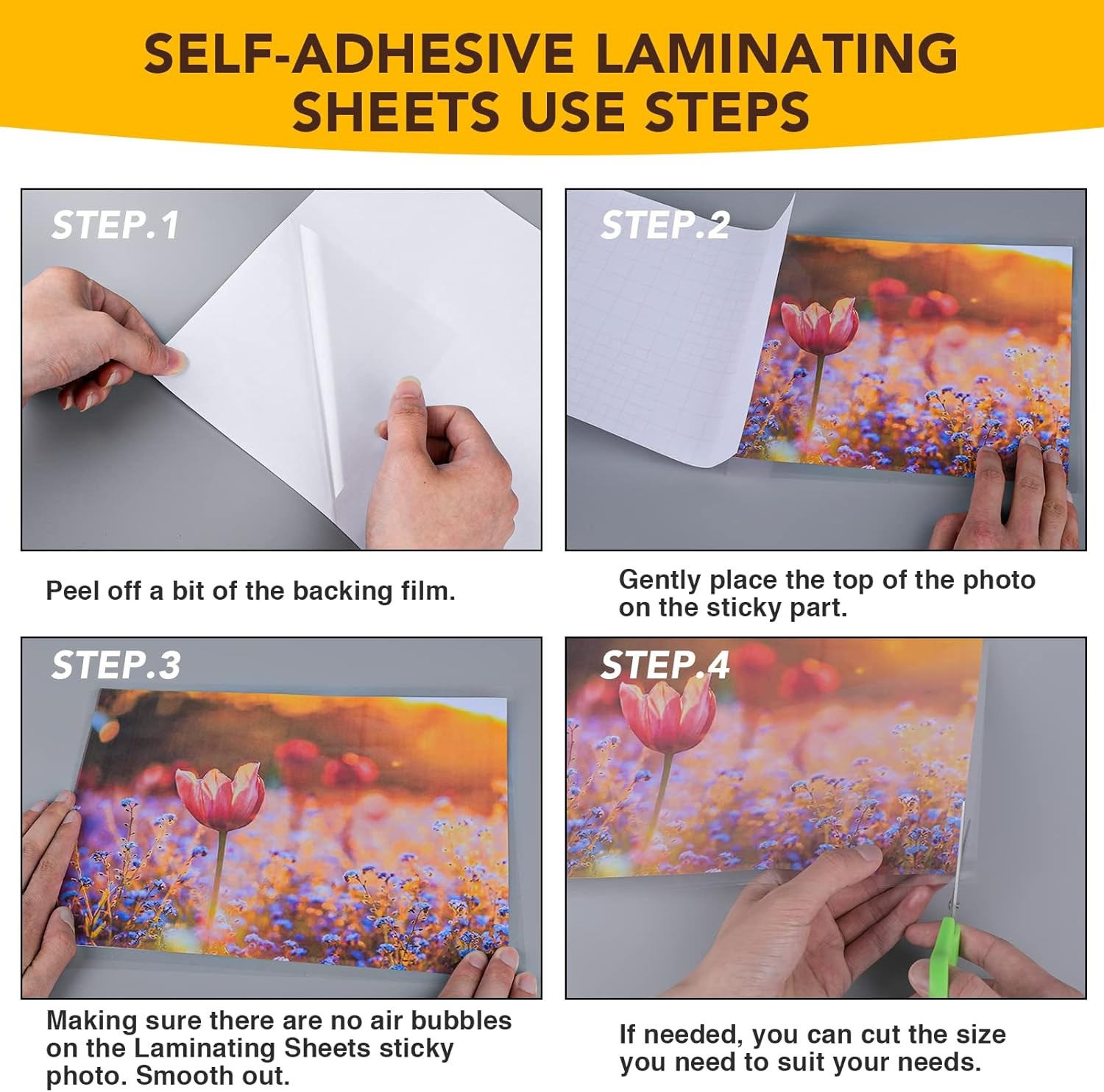 20 PCS Self-Adhesive Laminating Sheets, 9 x 12 Inches Self Adhesive Contact
