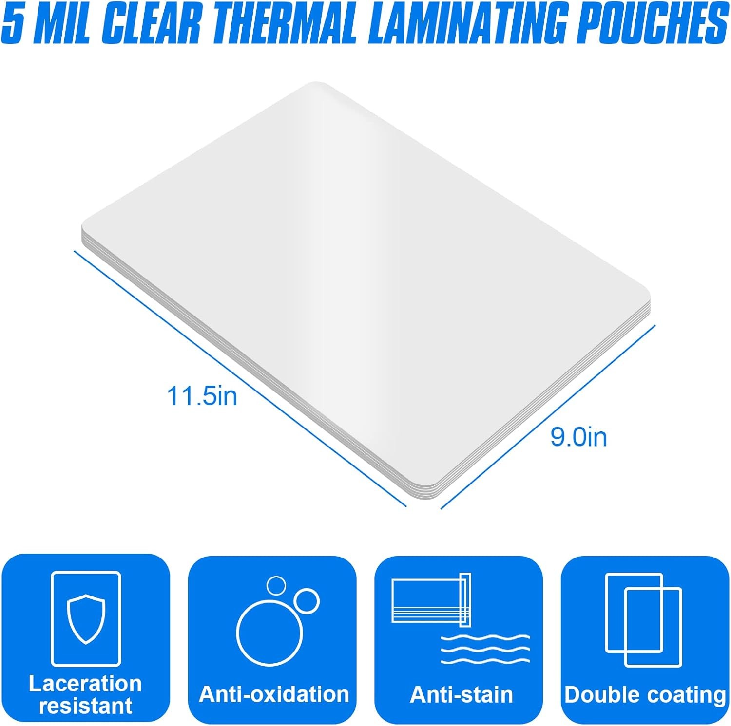 100 Pack Laminating Sheets, Holds 8.5 x 11 Inch Sheets, 5Mil Clear Thermal