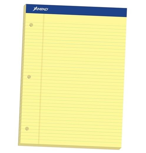 Evidence Dual Ruled Pad, Legal Ruling, Size 8.5 x 11.75 Inches, Canary Paper,