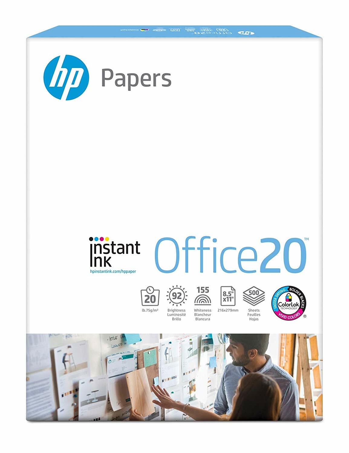 HP Office20 Printer Paper, White Letter Size 8.5″ x 11″, One Ream / 500 Sheets