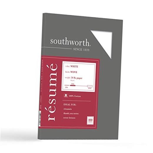 Southworth R14CF 100% Cotton Resume 24 lbs. Wove 8-1/2 x 100 Sheets White Paper