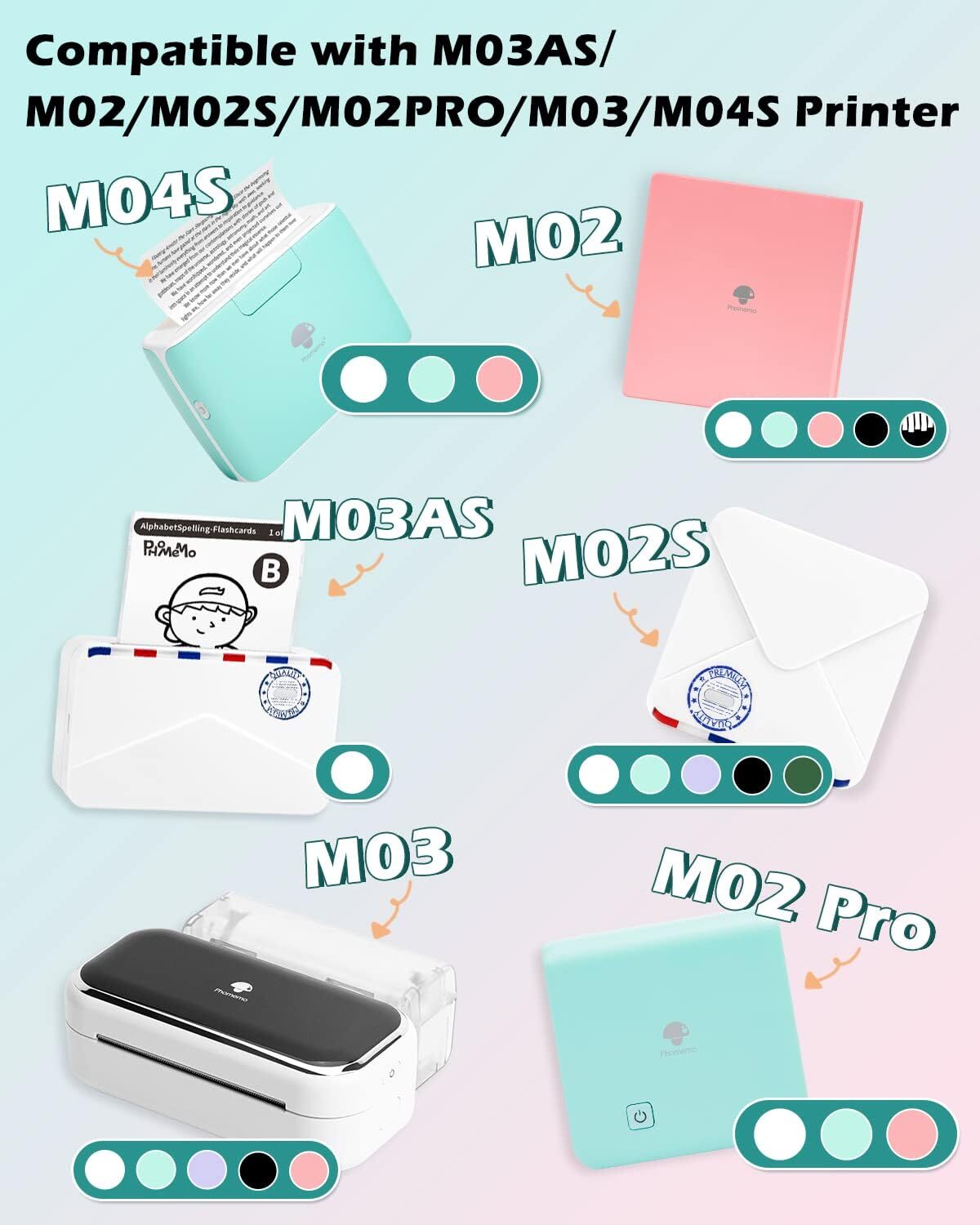 6 Rolls Phomemo M02/M02 Pro/M02S/M03 Sticker Adhesive Paper Set for DIY Printing