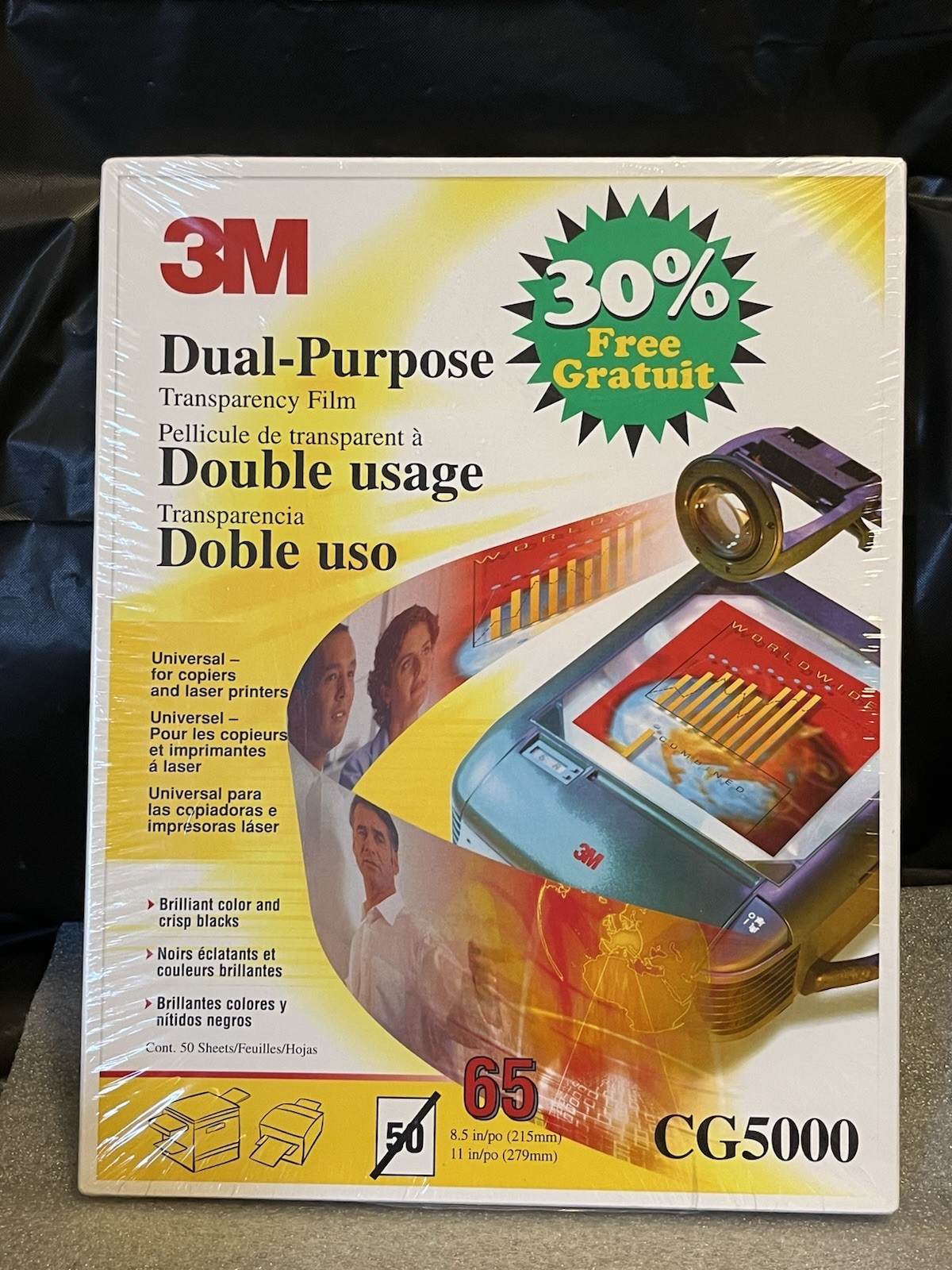 3M Multipurpose Transparency Film Clear 8.5×11” 65 Count Inkjet Laser Copier