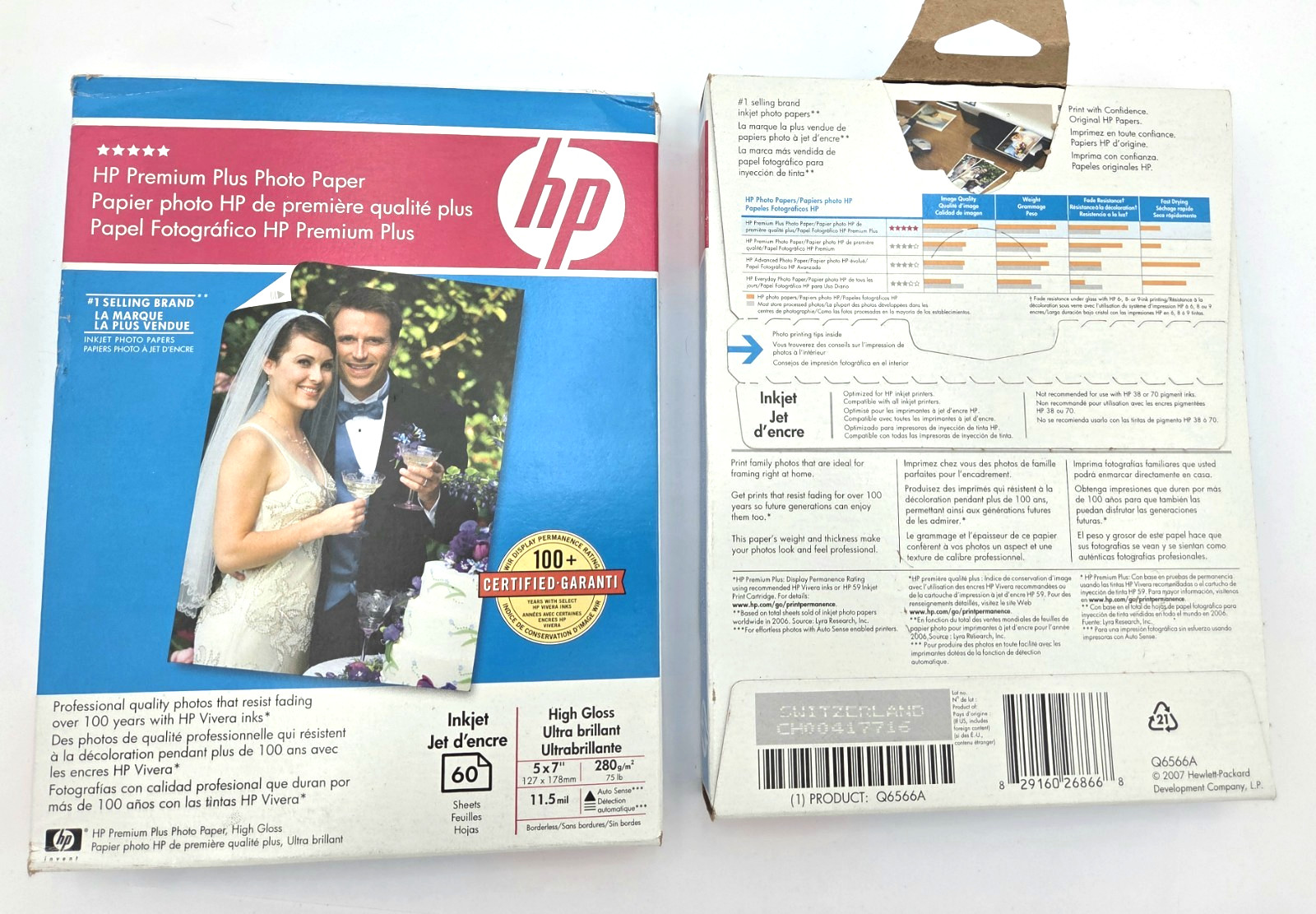 HP Premium Plus Photo Paper 5×7 Glossy Inkjet 60 Sheets 2 Boxes One Open READ