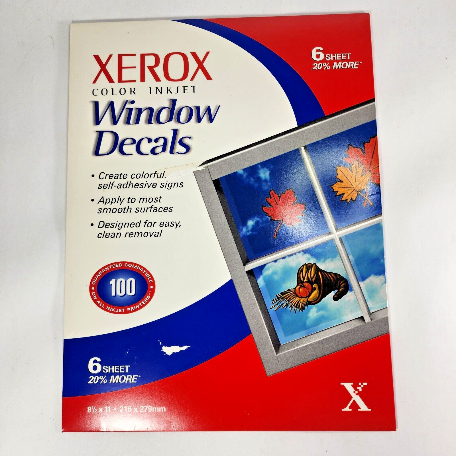 Xerox Color Inkjet Window Decals New Unopened Old Stock. 2pks of 6 Sheets