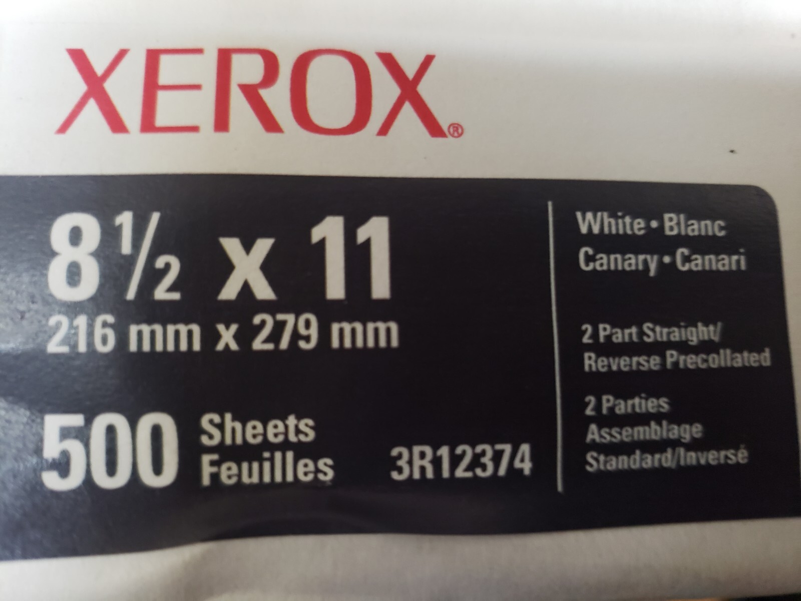 Xerox 8.5X11 Carbonless Paper White/Canary 3R12421 2 Part Straight 5000 Sheets