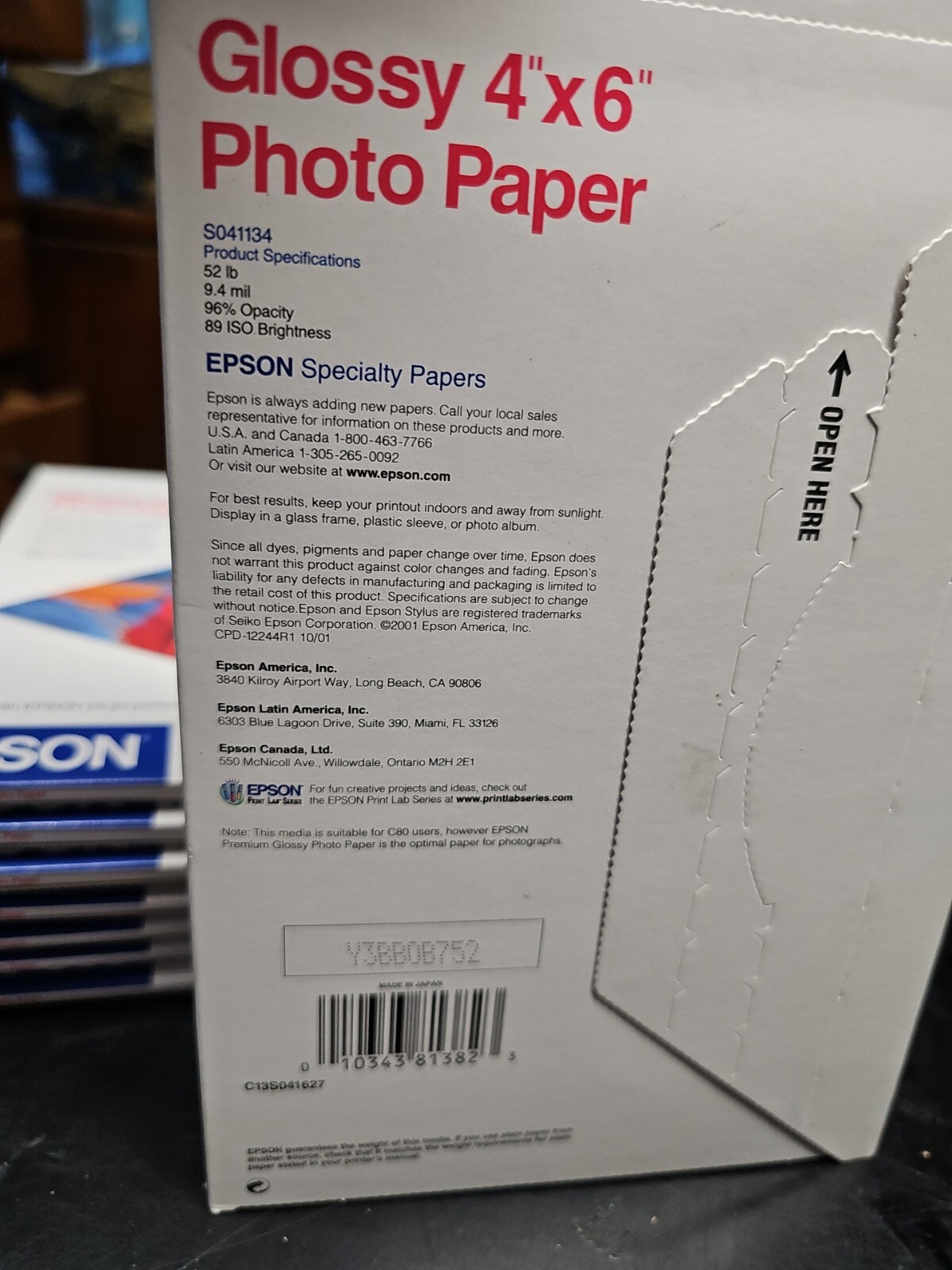 8 NEW SEALED Epson Glossy Photo Paper 4″ x 6″ , 20 Sheets X 8