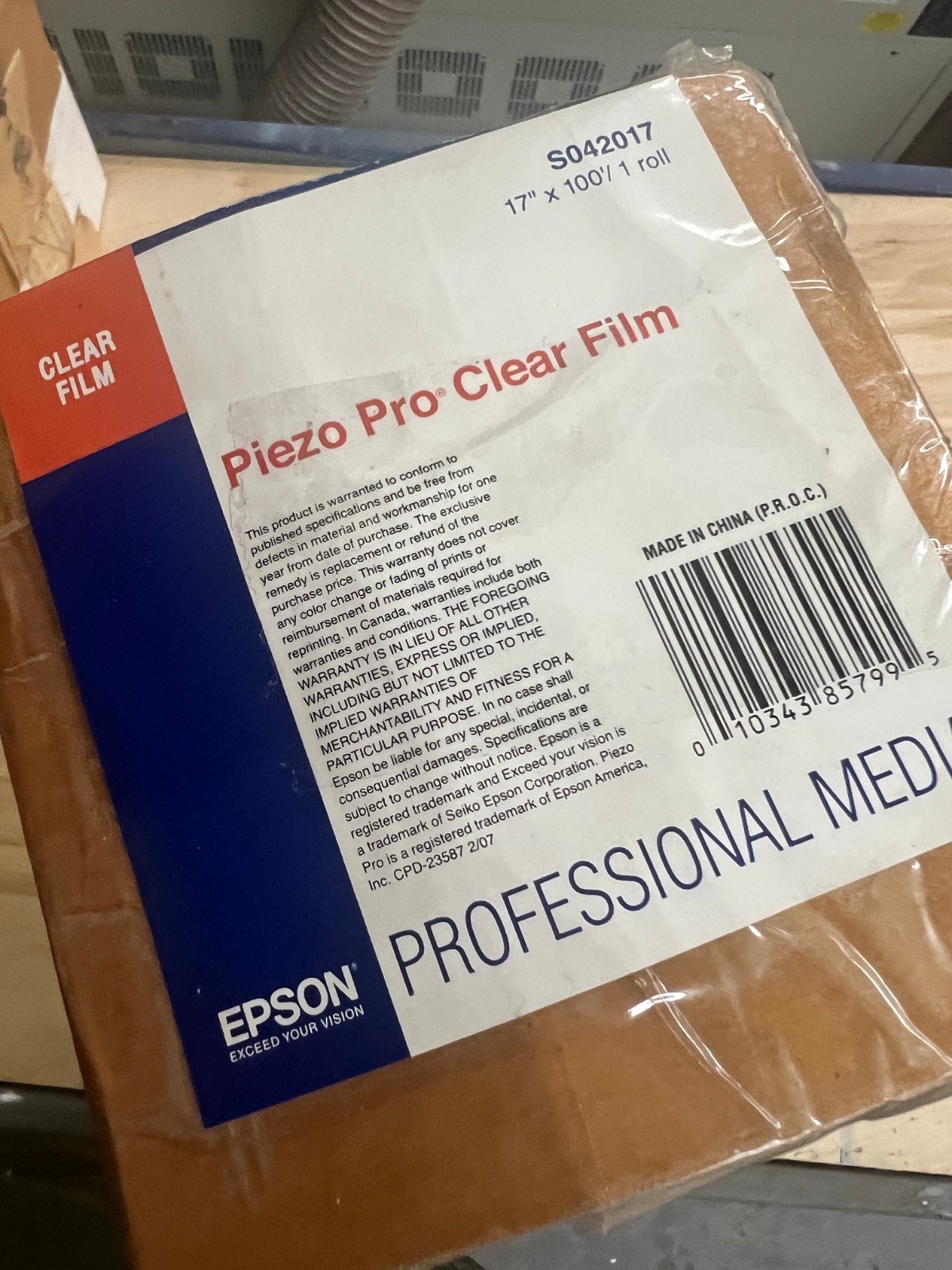Epson Screen Positive Piezo Pro Clear Film S42017 Roll 17″ x 100′ w/2in core