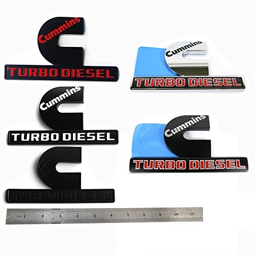 2Pack OEM Black Cummins Turbo Emblem Compatible with 2500 Black with white